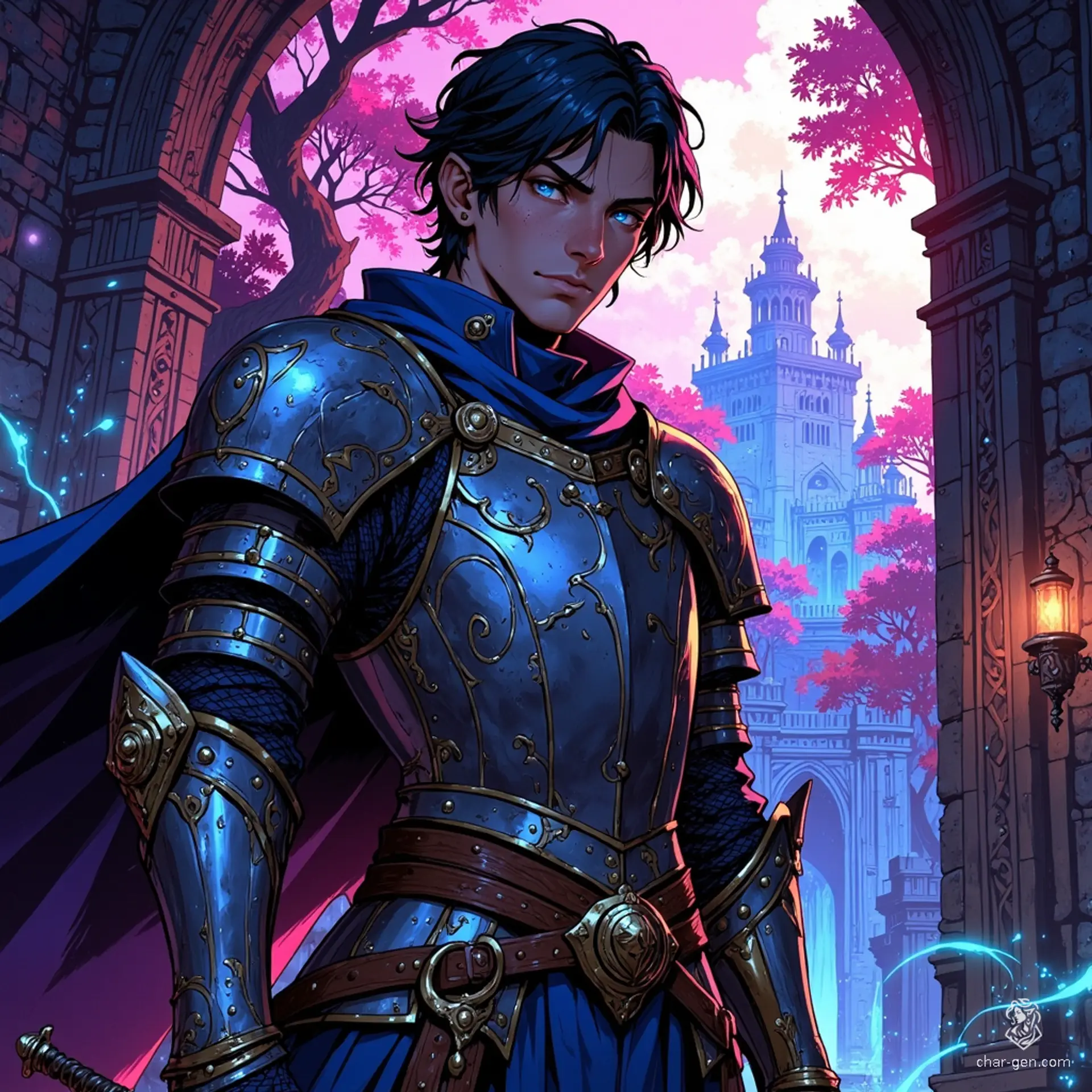 Arion, the steadfast guard, dons gleaming chainmail that reflects the light of dawn. With sharp eyes and a keen sense of duty, he patrols the cobblestone streets, ensuring the safety of his realm. His unwavering vigilance stands as a shield against lurking shadows and unseen threats.