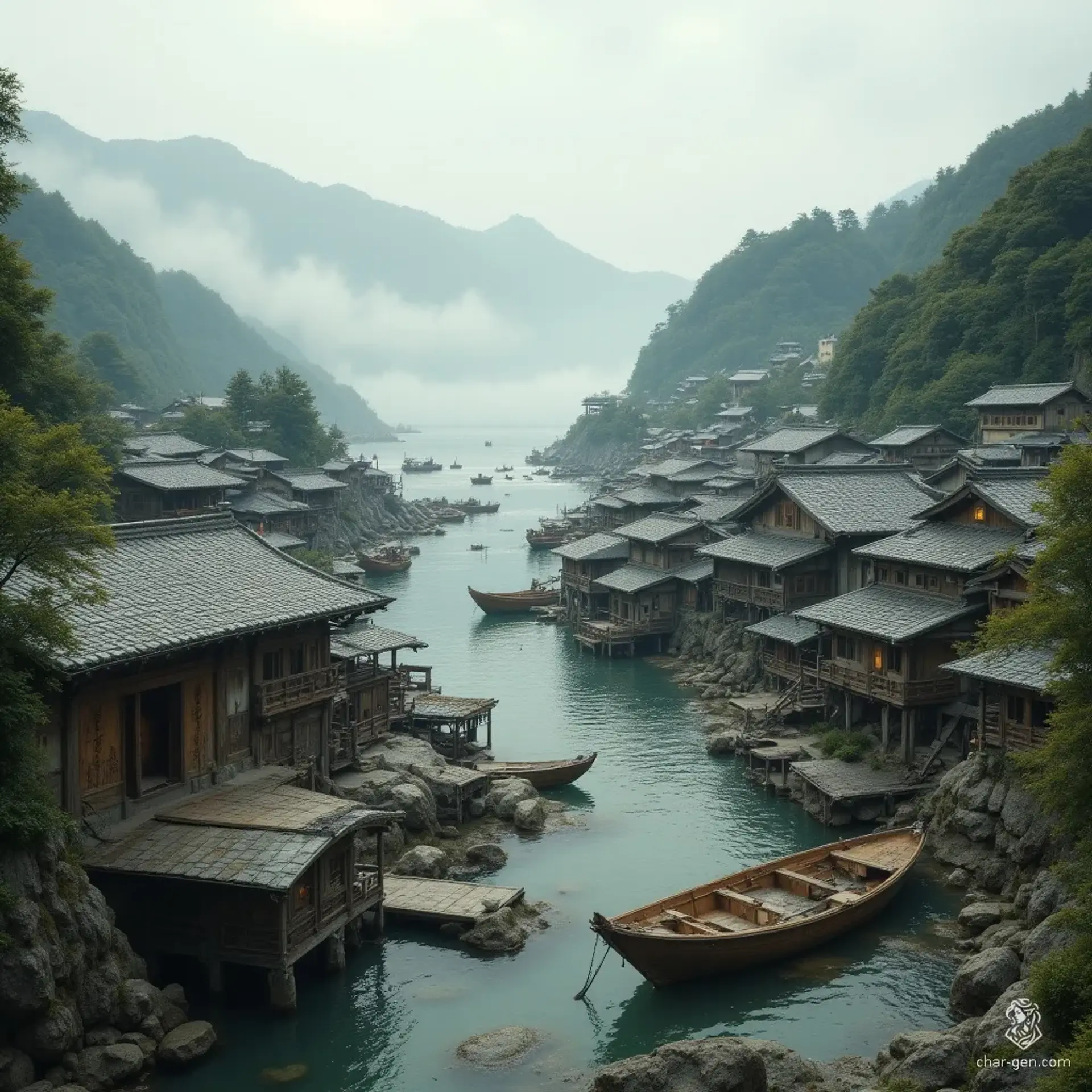 Mizunoe - AI-generated fantasy Settlement