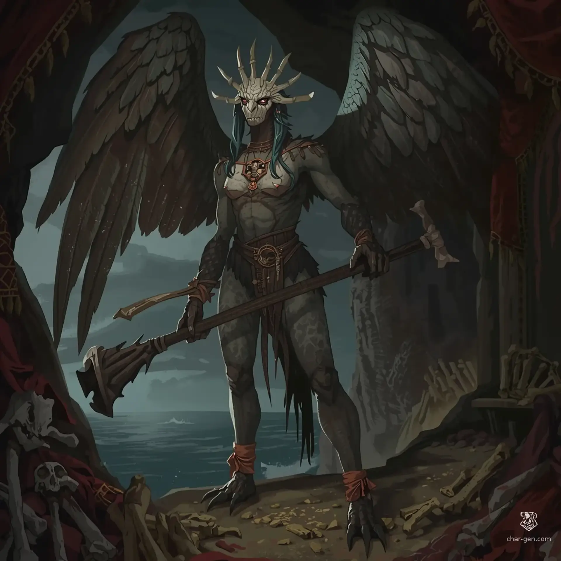 Harpy Brood-Matron | Fantasy Monster Generated by CharGen