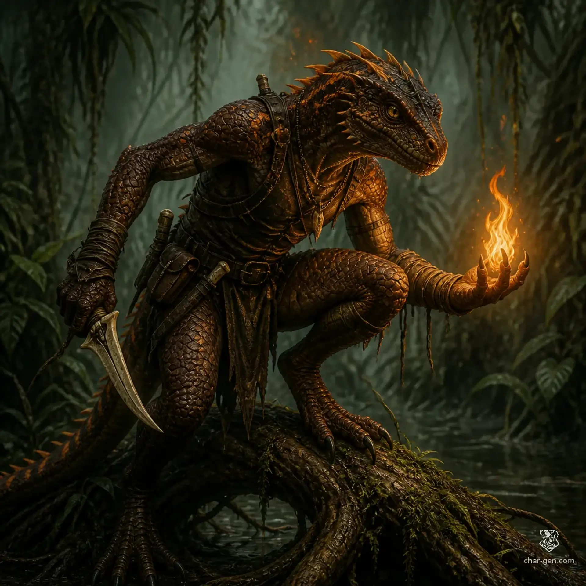 Krazk Emberscale - AI-generated fantasy Character