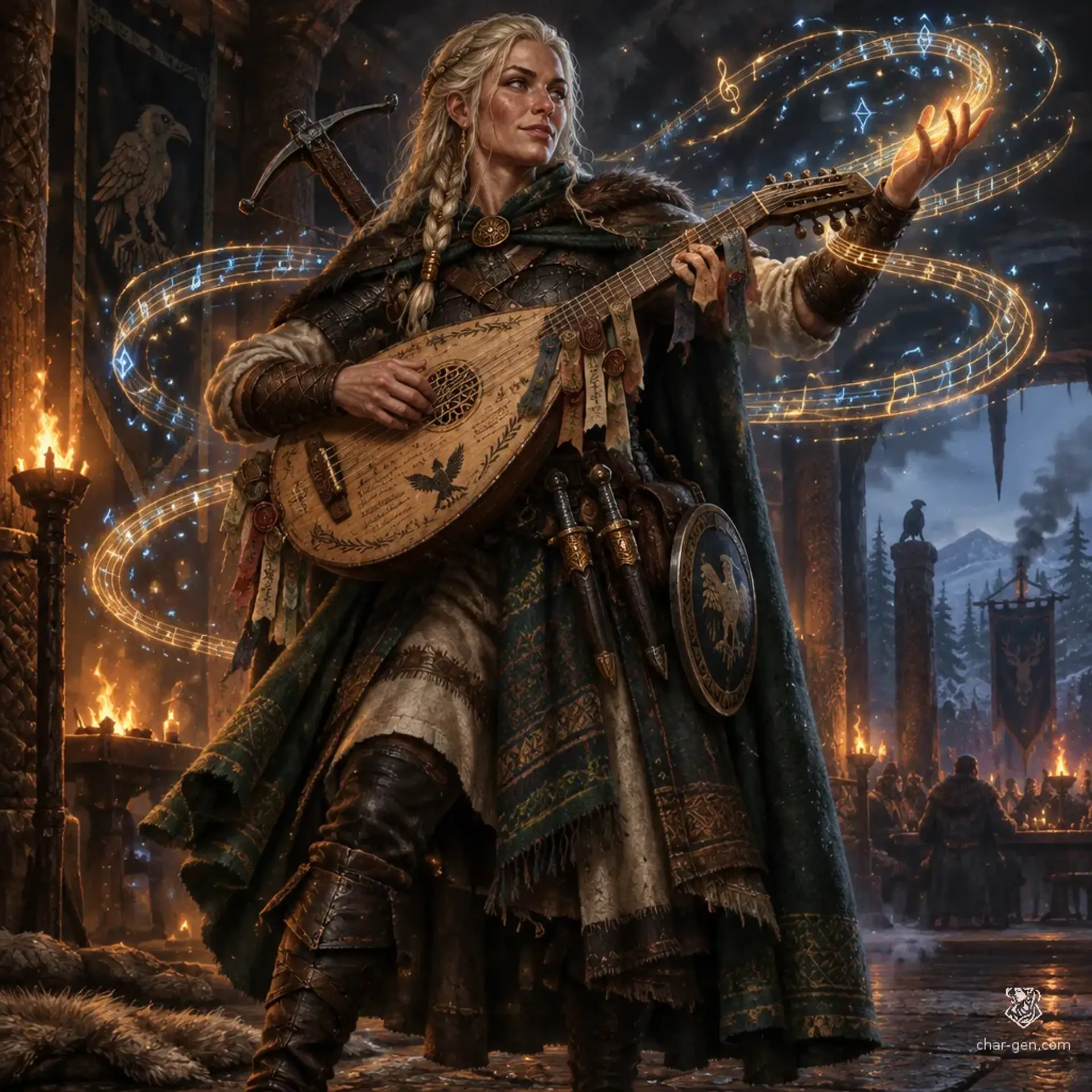 Skald Valgerðr the Eloquent - AI-generated fantasy Character