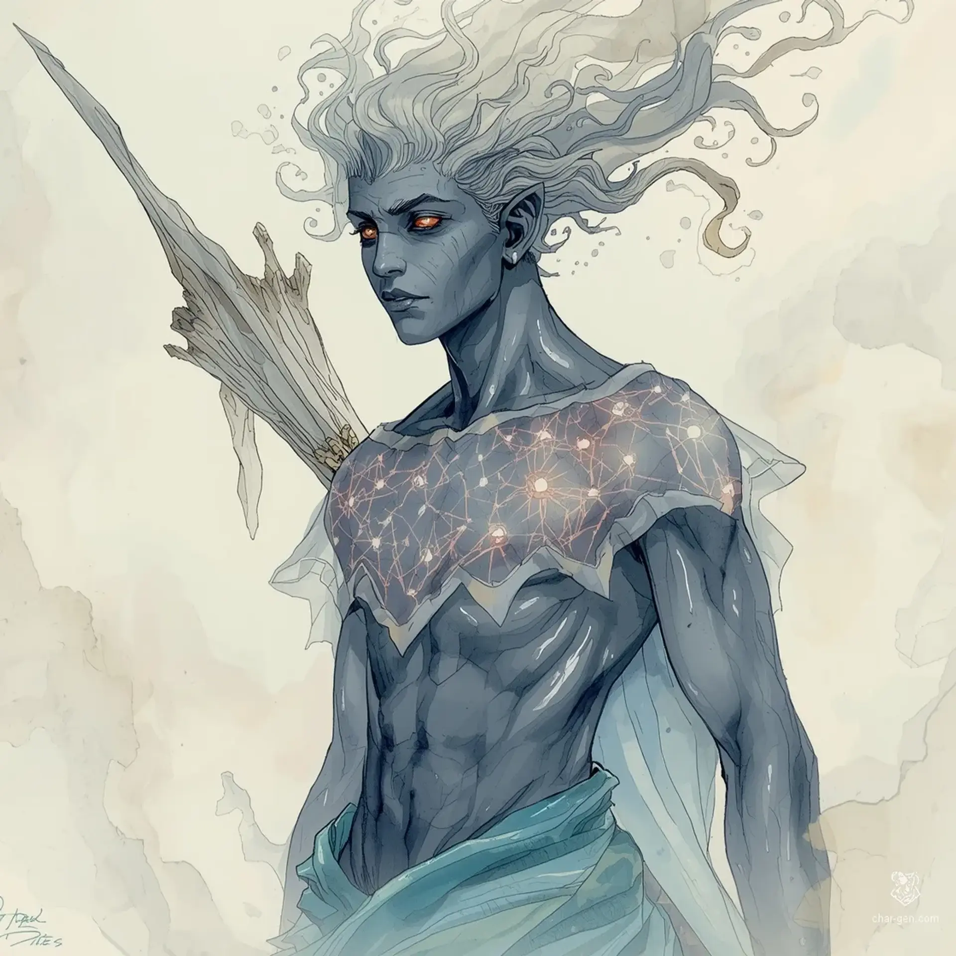 Apam-Nis, the Swift-Hearer - AI-generated fantasy NPC