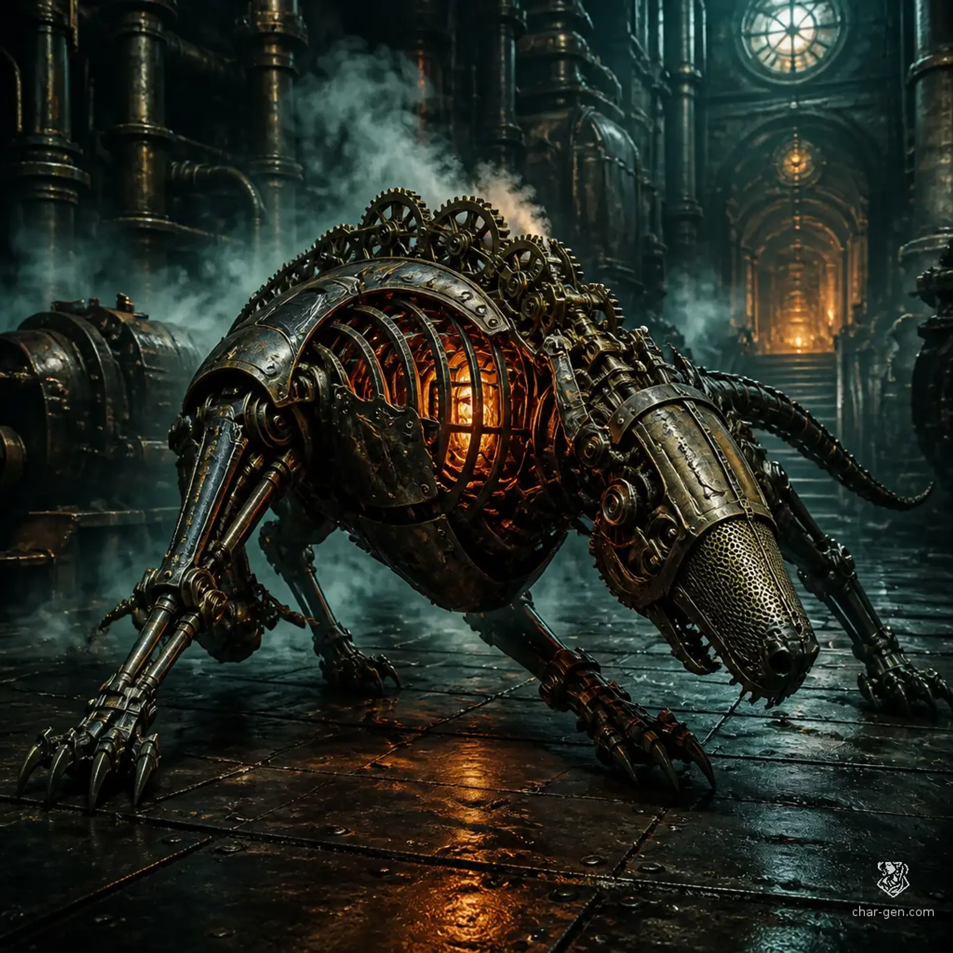 Clockwork Hound - AI-generated fantasy Monster
