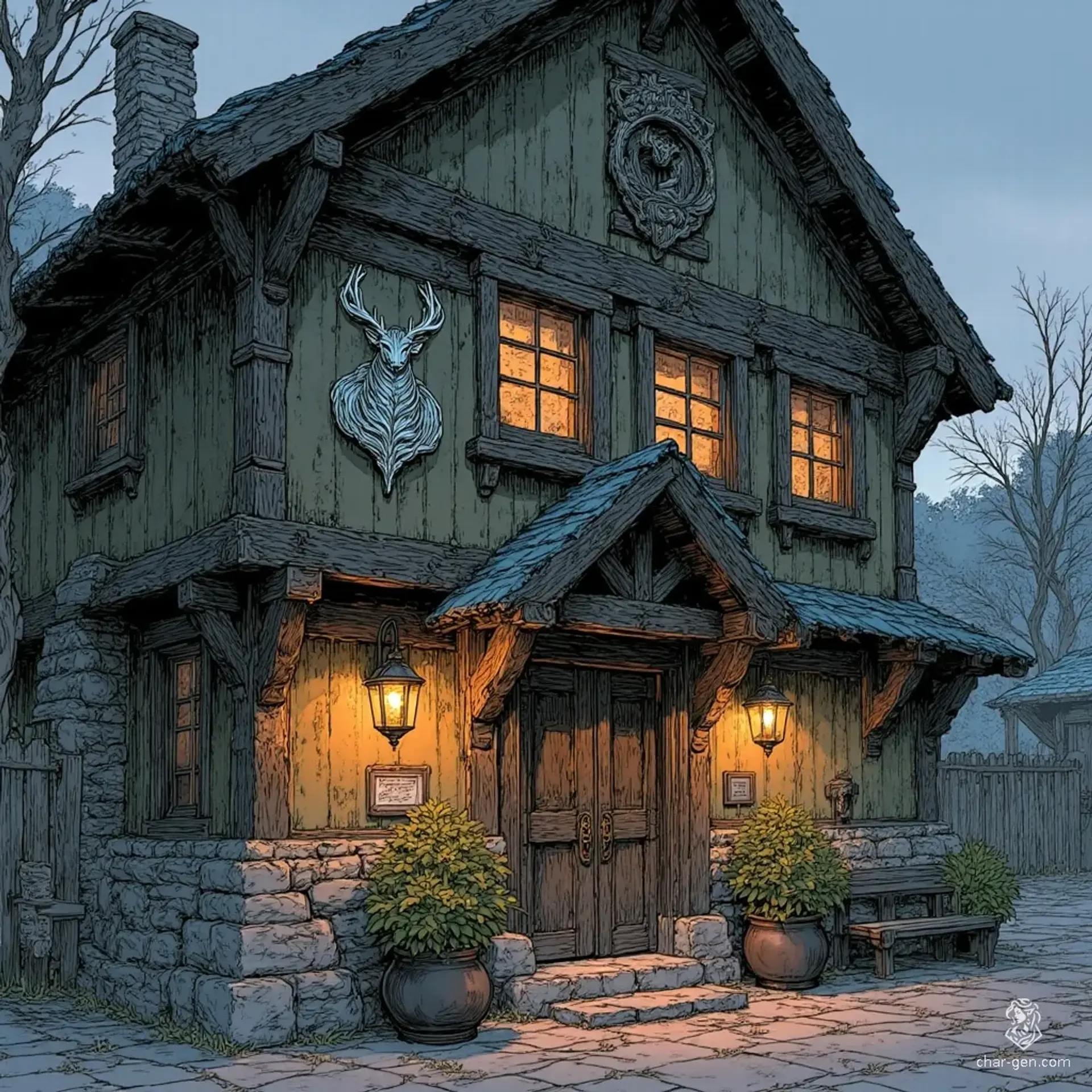 The Silver Stag Inn - AI-generated fantasy Tavern