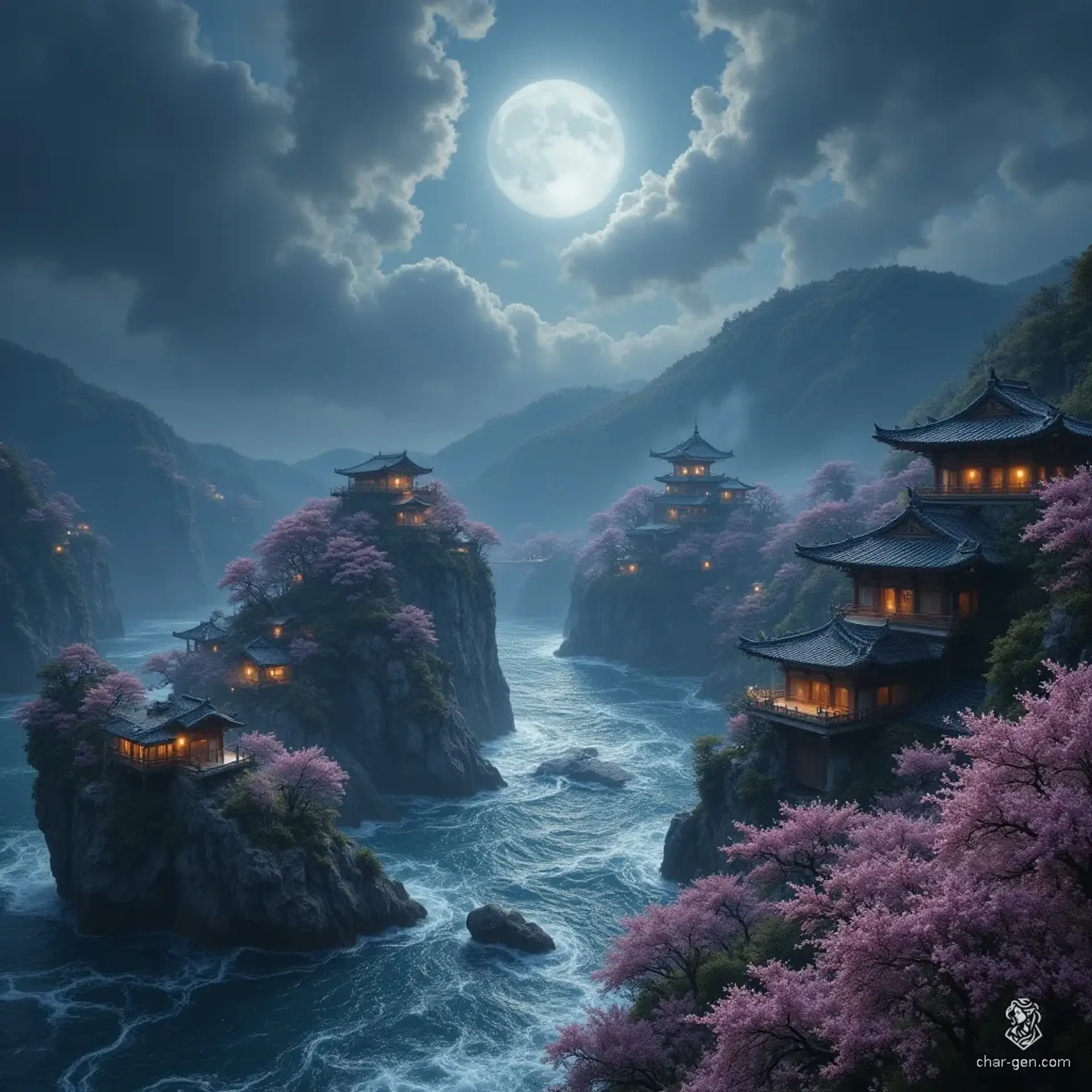 Tsukihana - AI-generated fantasy Settlement