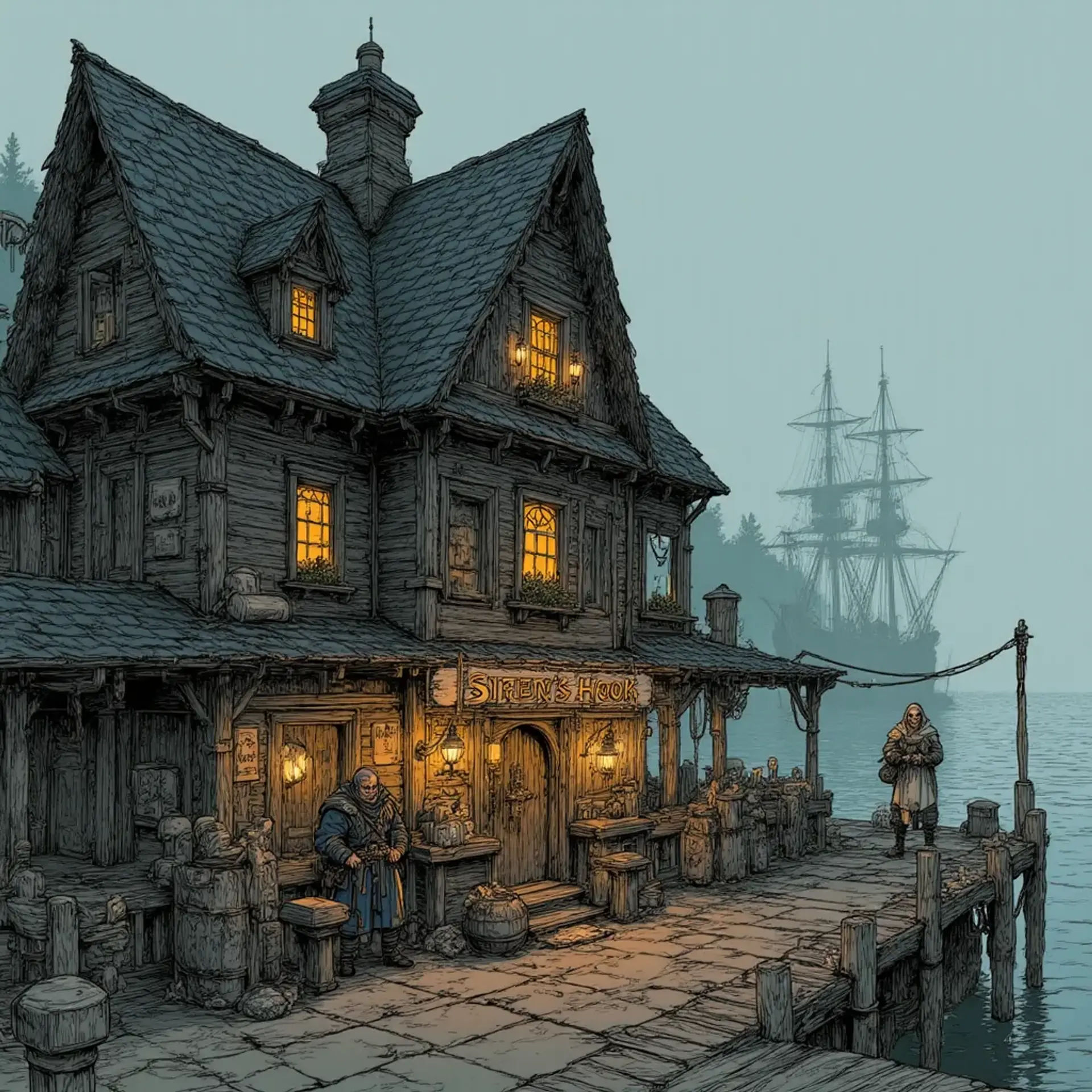 The Siren's Hook - AI-generated fantasy Tavern