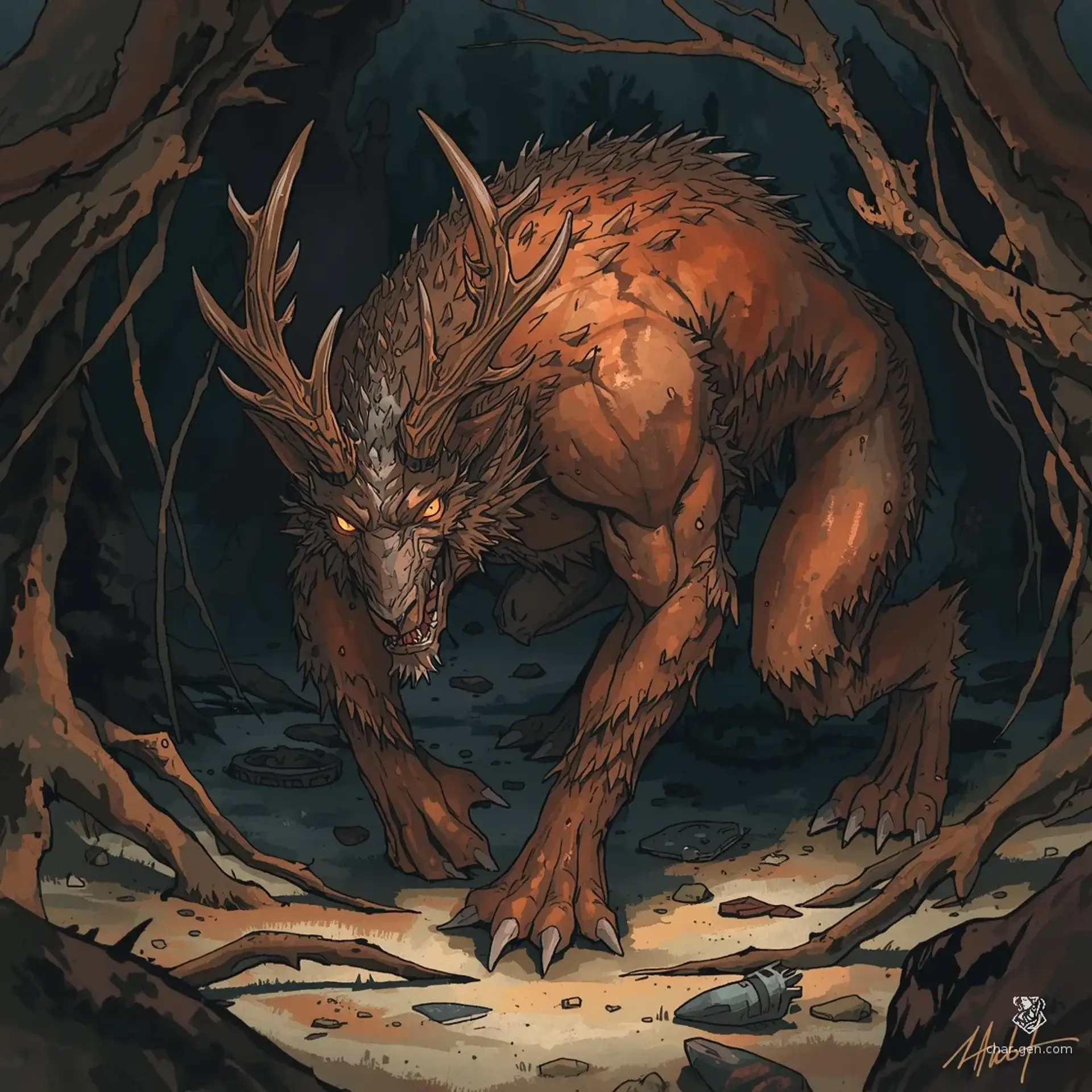Bramble-Dash Jackalope - AI-generated fantasy Monster