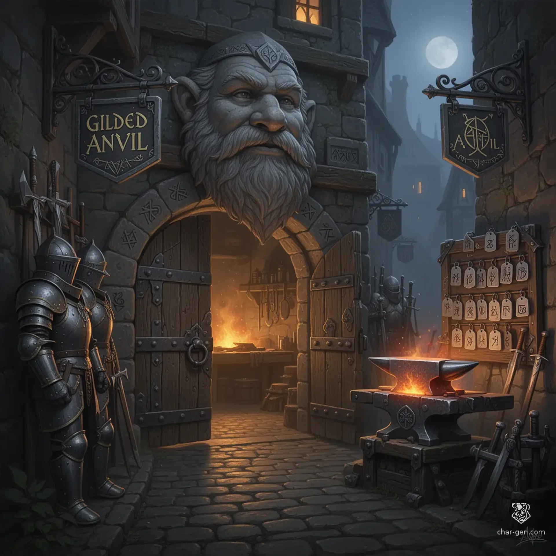 The Gilded Anvil - AI-generated fantasy Shop