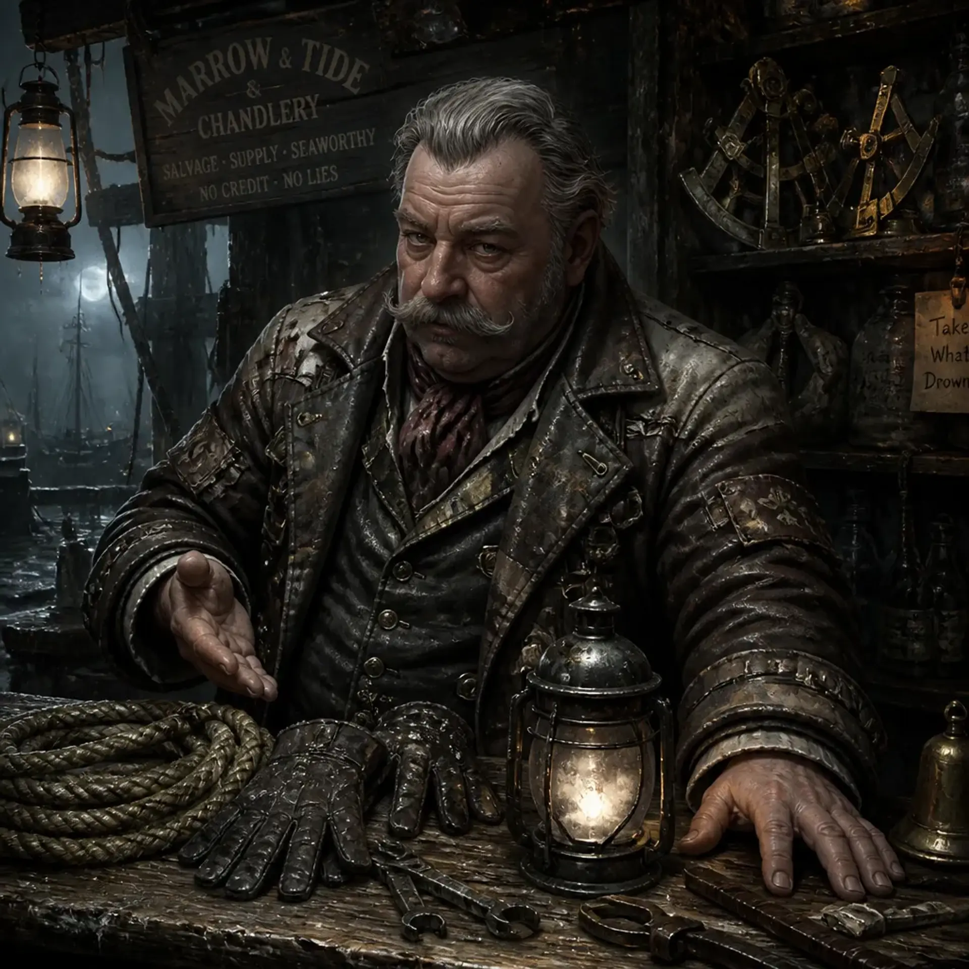 Brinehook Salvage - AI-generated fantasy Shop