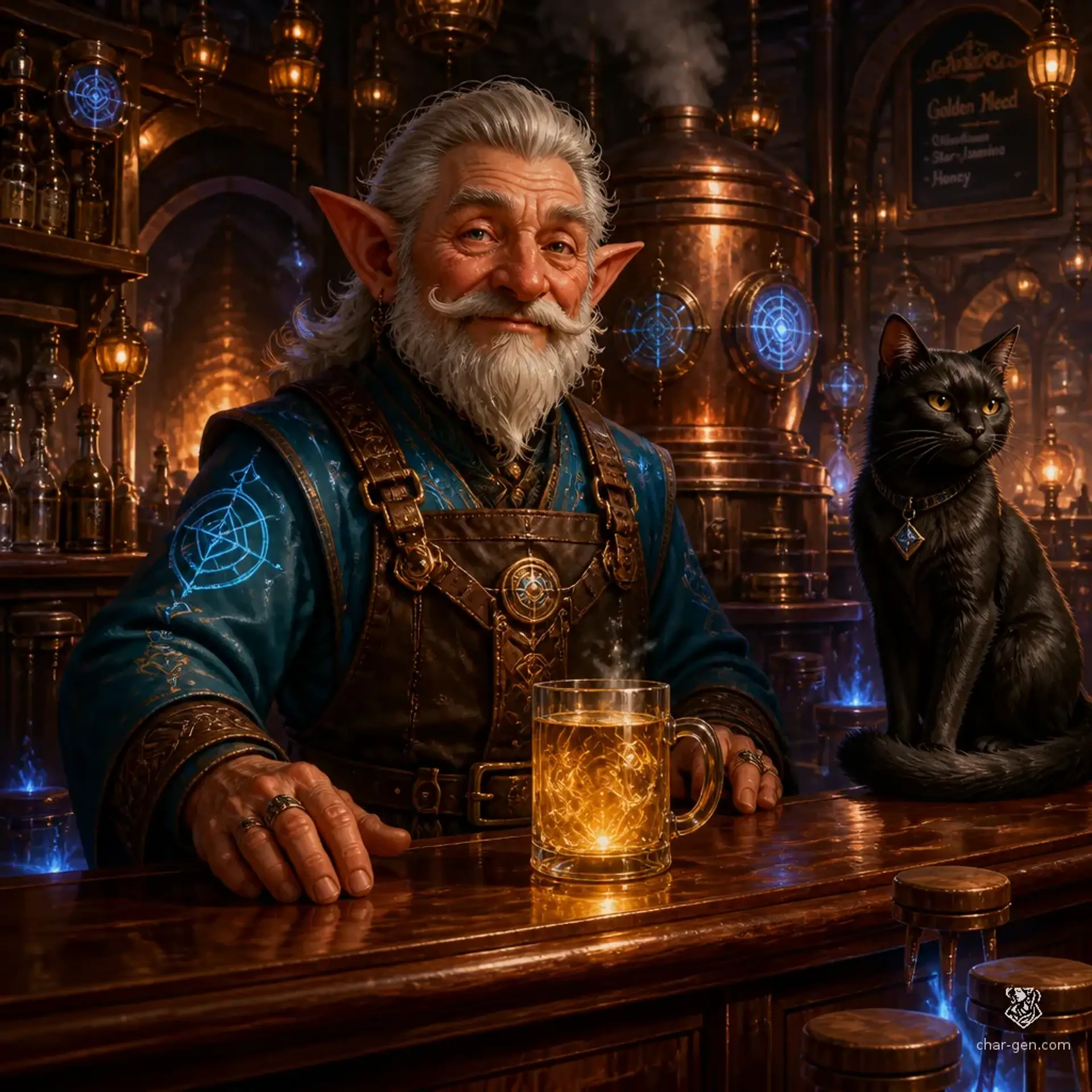 The Glimmering Flask - AI-generated fantasy Tavern