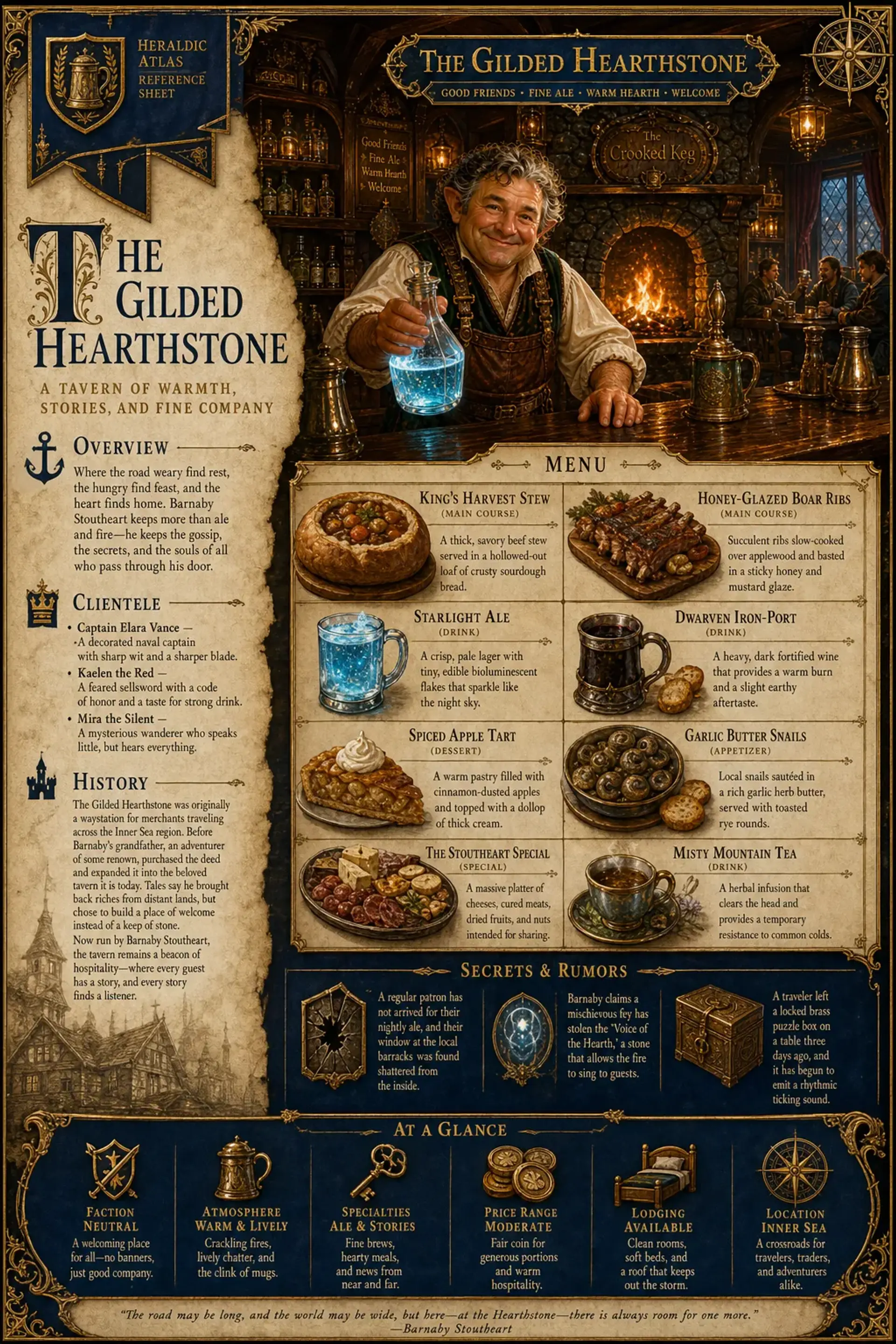 The Gilded Hearthstone - AI-generated fantasy Tavern