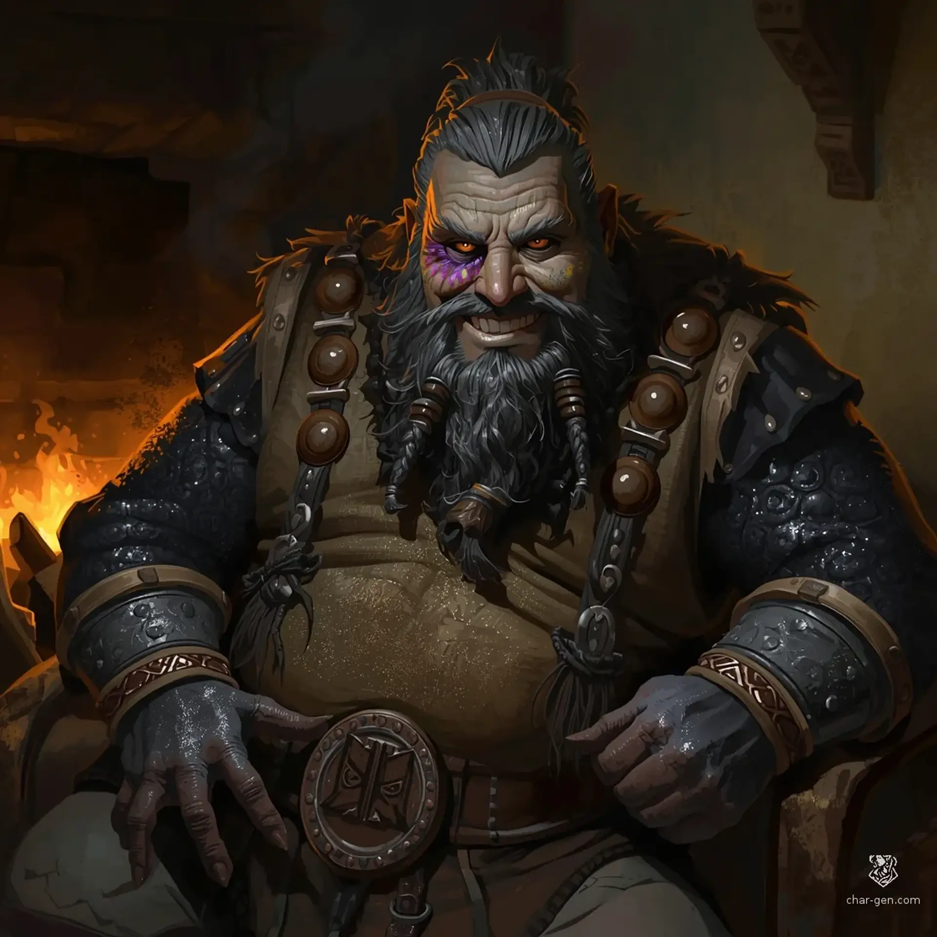 Branlow Soot-Skin Stonefist - AI-generated fantasy NPC