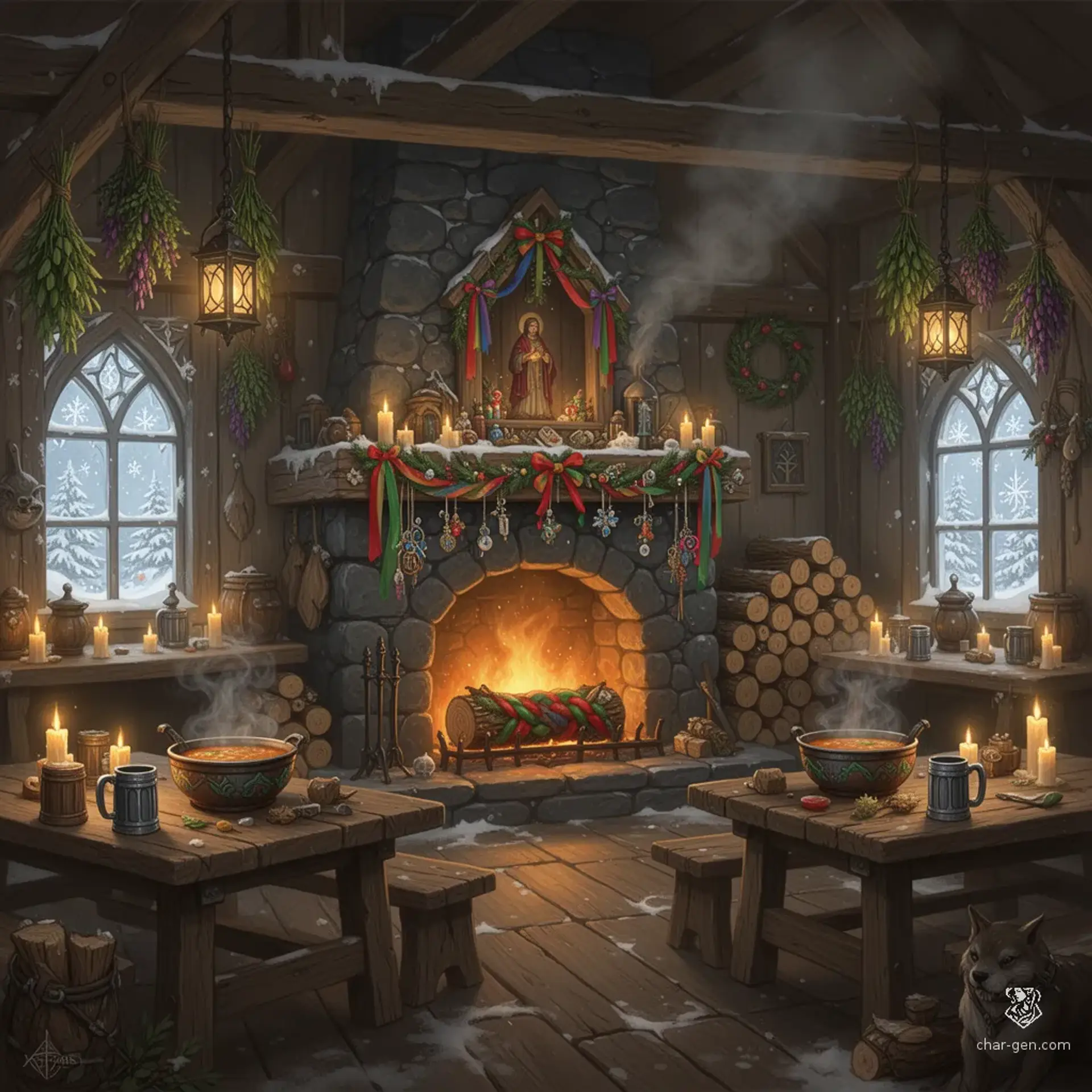 The Solstice Hearth Inn - AI-generated fantasy Tavern