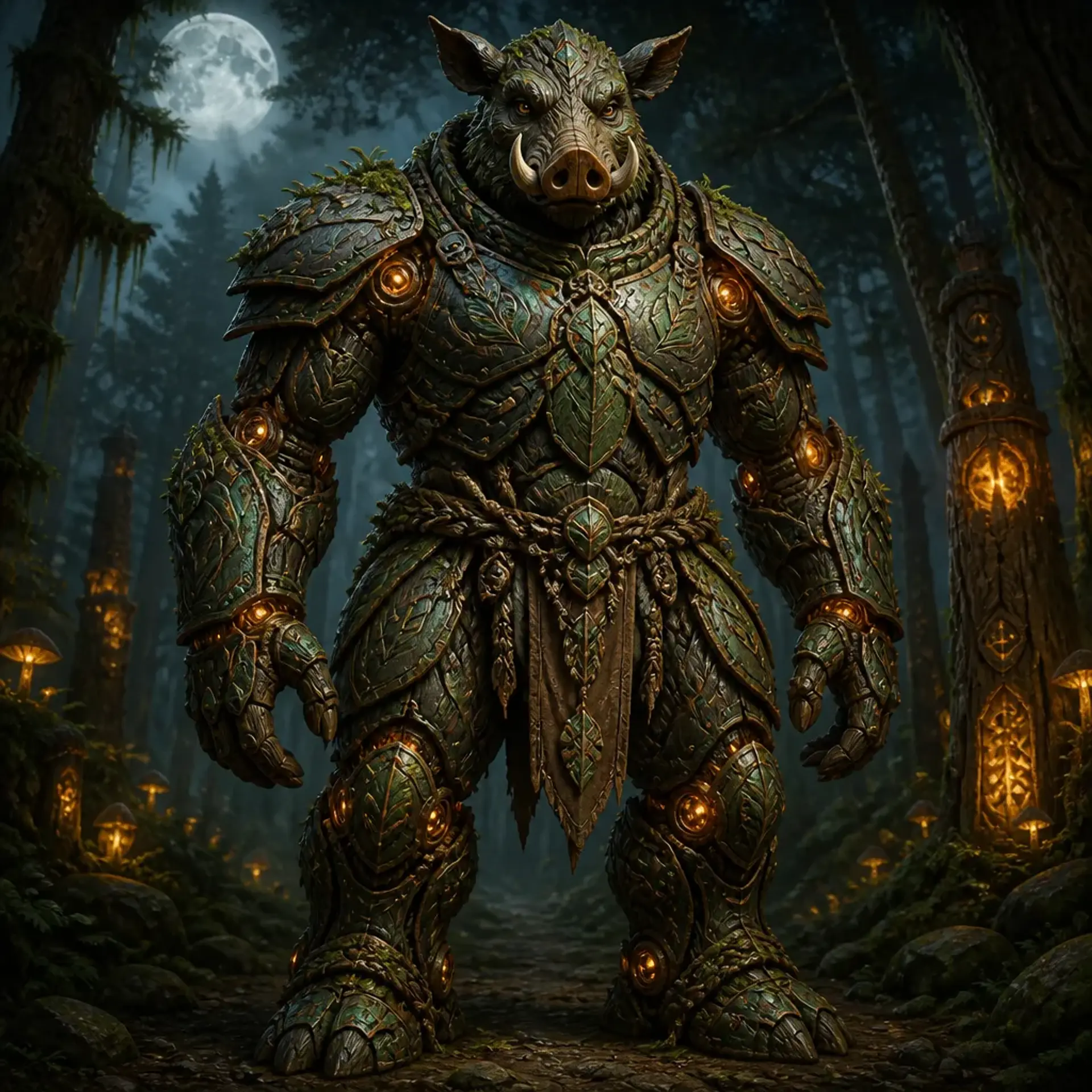 Bracken-Tusked Grovekin - AI-generated fantasy Species