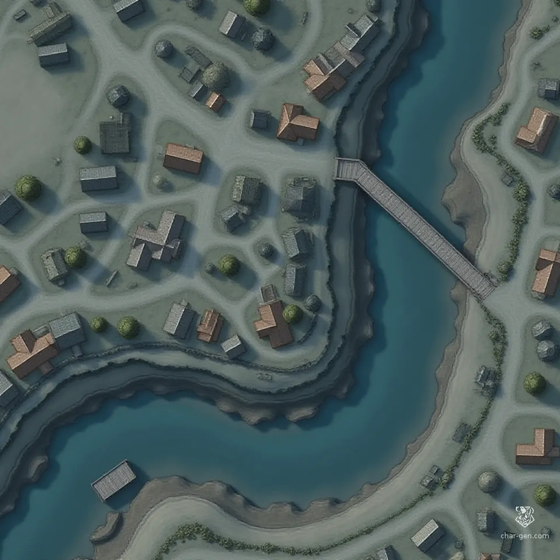 Oxbend - AI-generated fantasy Settlement