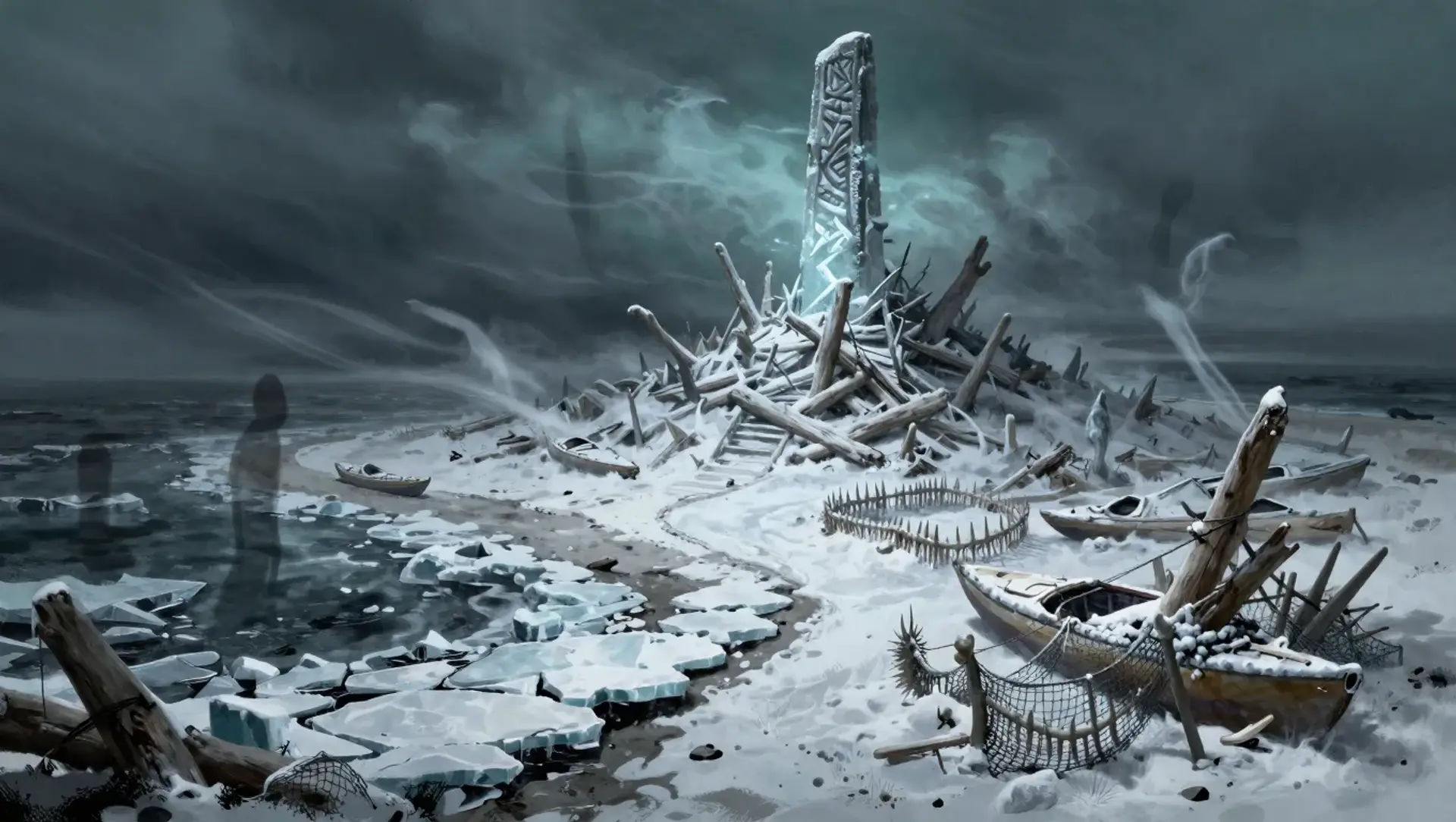 Haltet den Ahnenstein am Eisstrand - AI-generated fantasy Encounter