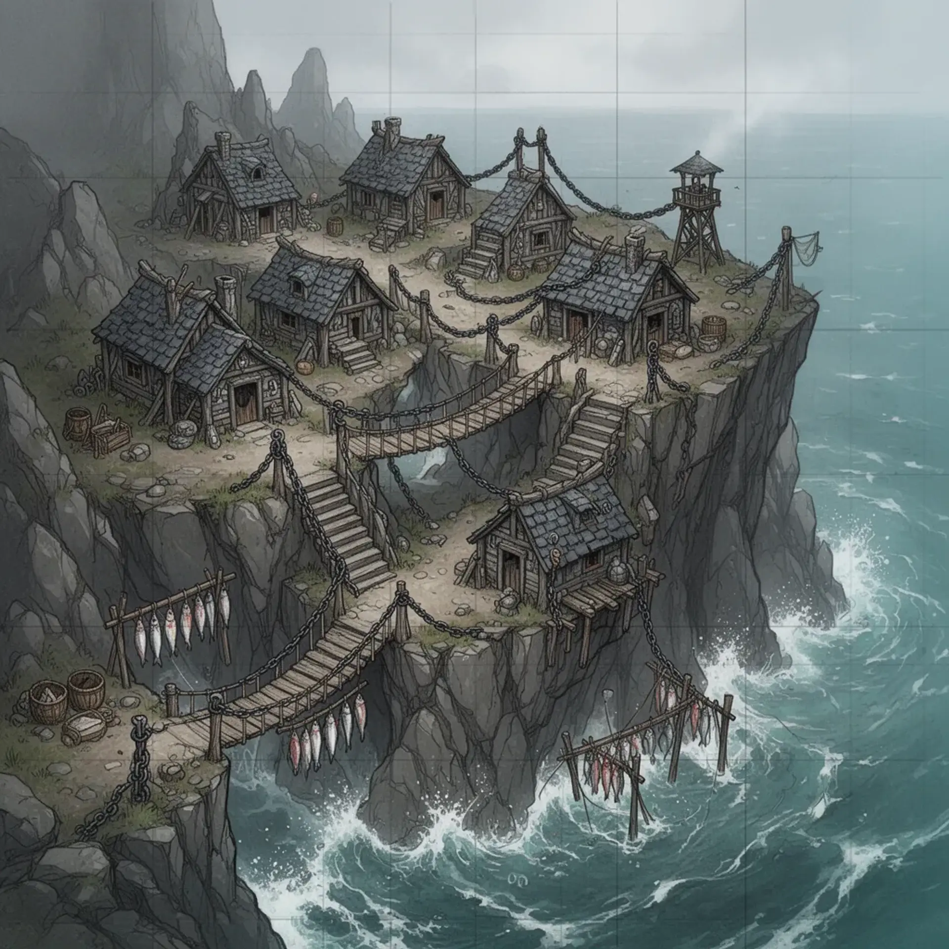 Saltspray Crag - AI-generated fantasy Settlement