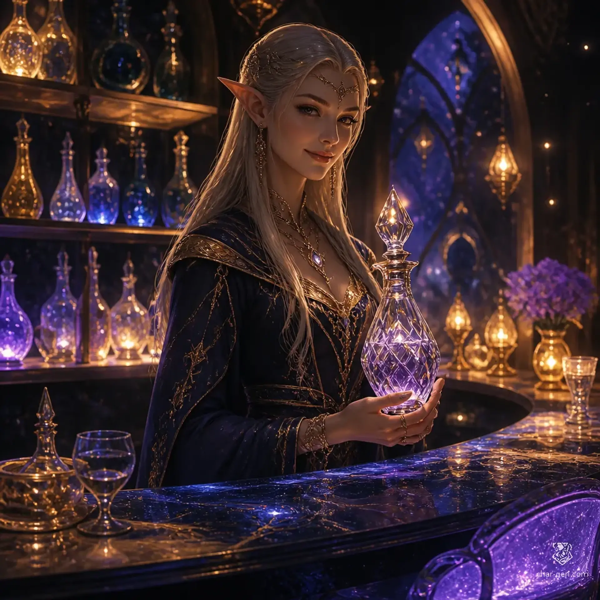 The Silken Sky Lounge - AI-generated fantasy Tavern