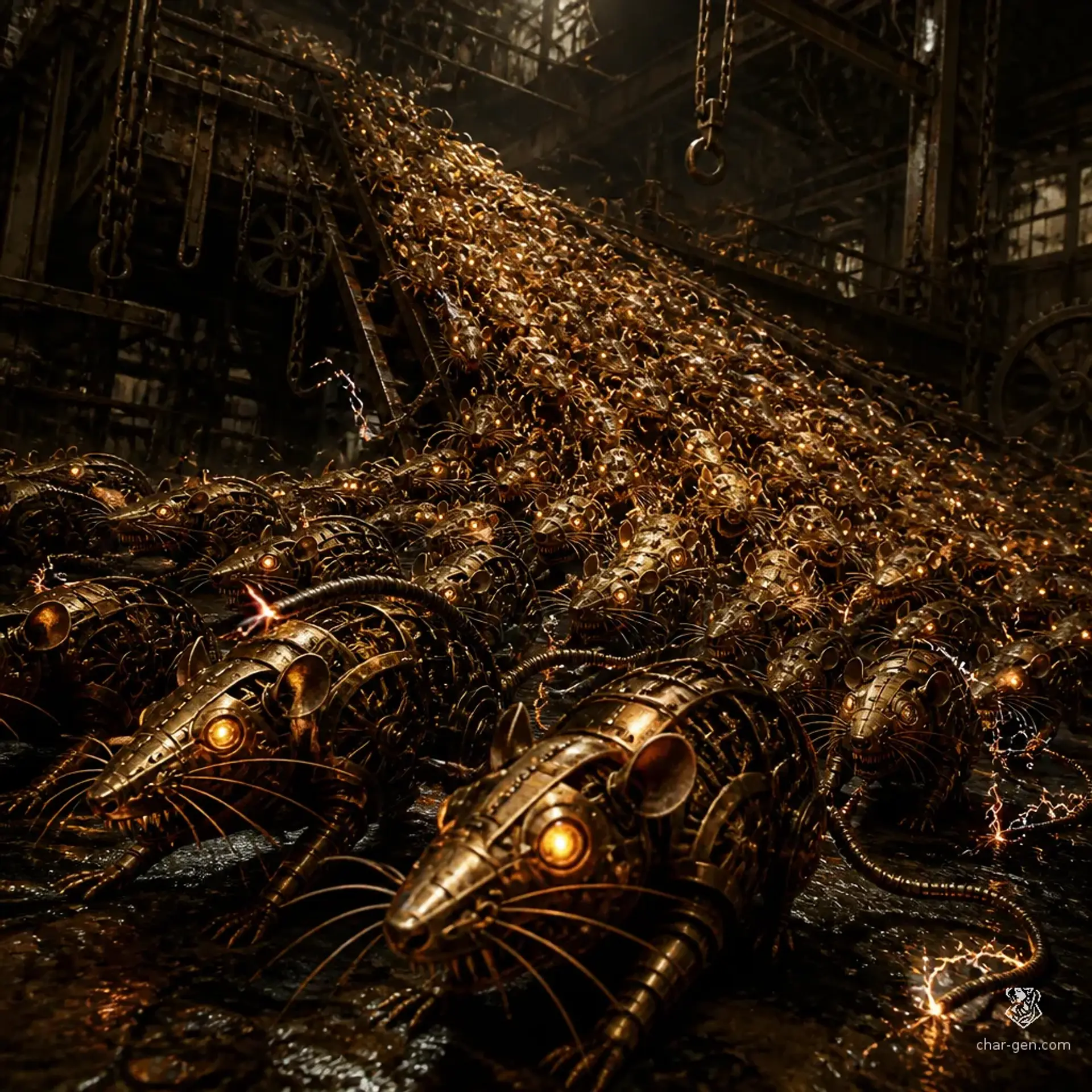 Swarm of Mechanical Rats - AI-generated fantasy Monster