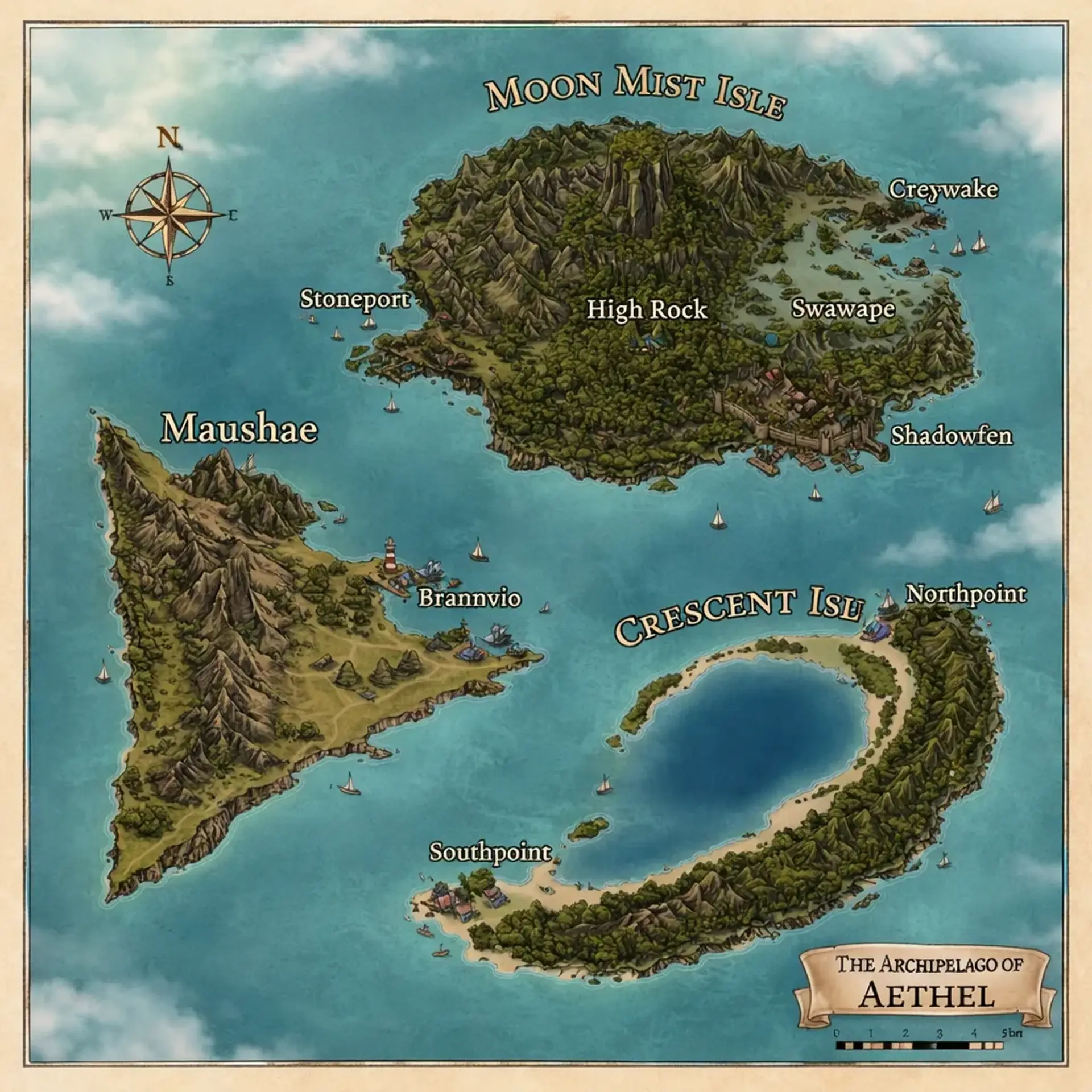 Moon Chain Islands - AI-generated fantasy Region