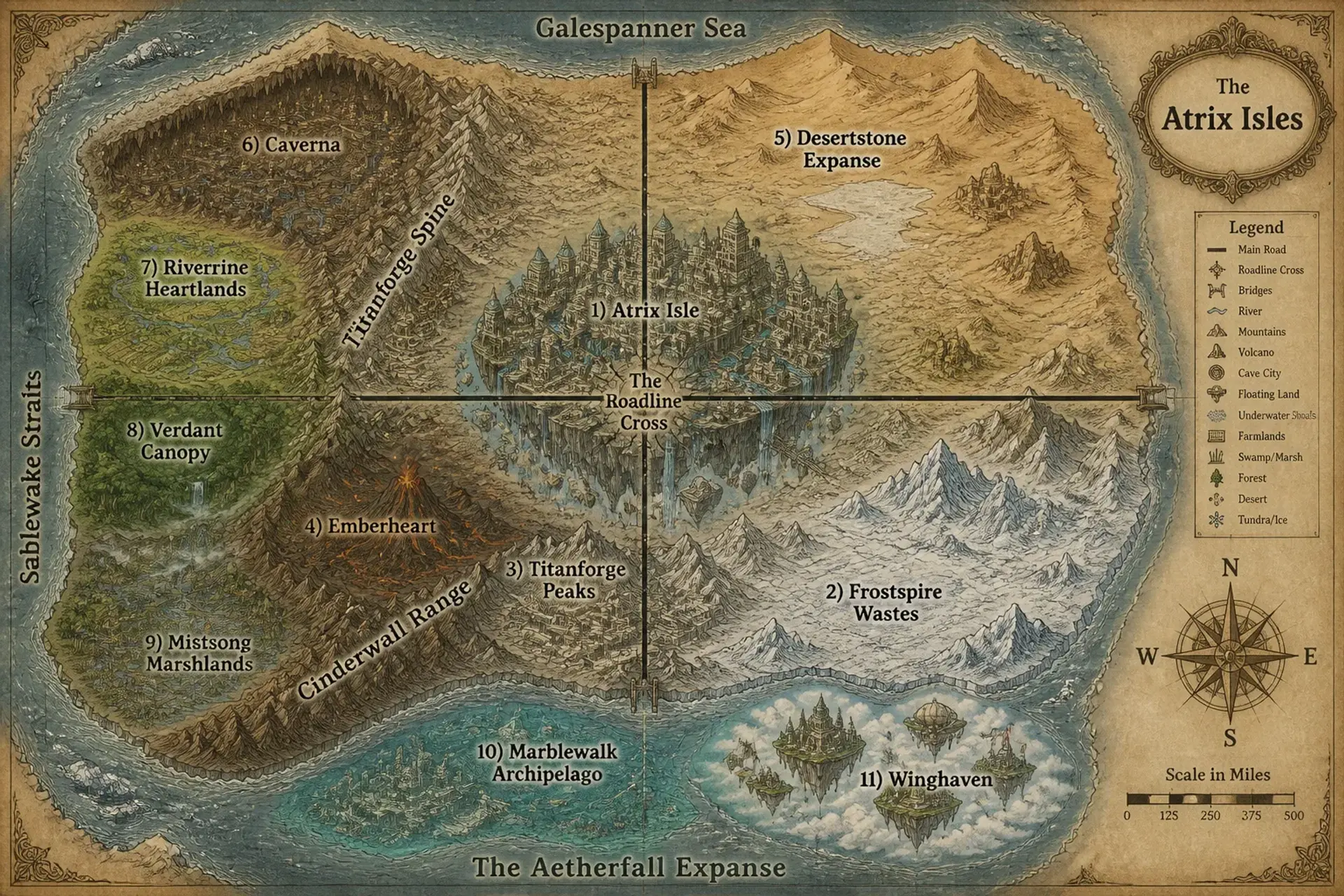 The Atrix Isles - AI-generated fantasy World
