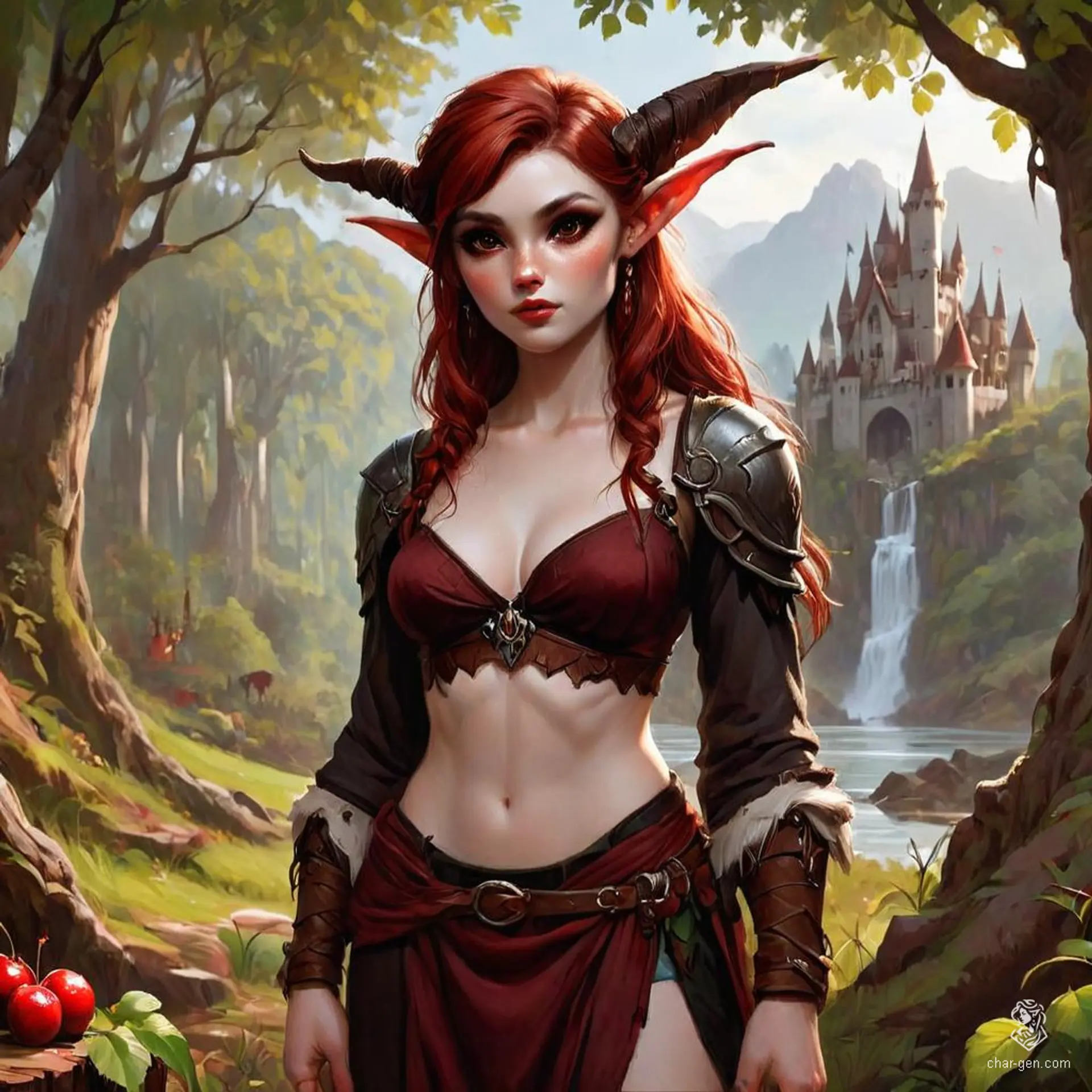 Keyleth is a 17-year-old Half-Elf druid from the Air tribe of the Ashari people, with fair skin, wise brown eyes, and bold cherry-red hair. Despite her lack of physical strength, agility, and charisma, her extreme wisdom and love for nature guide her journey to prove herself.
