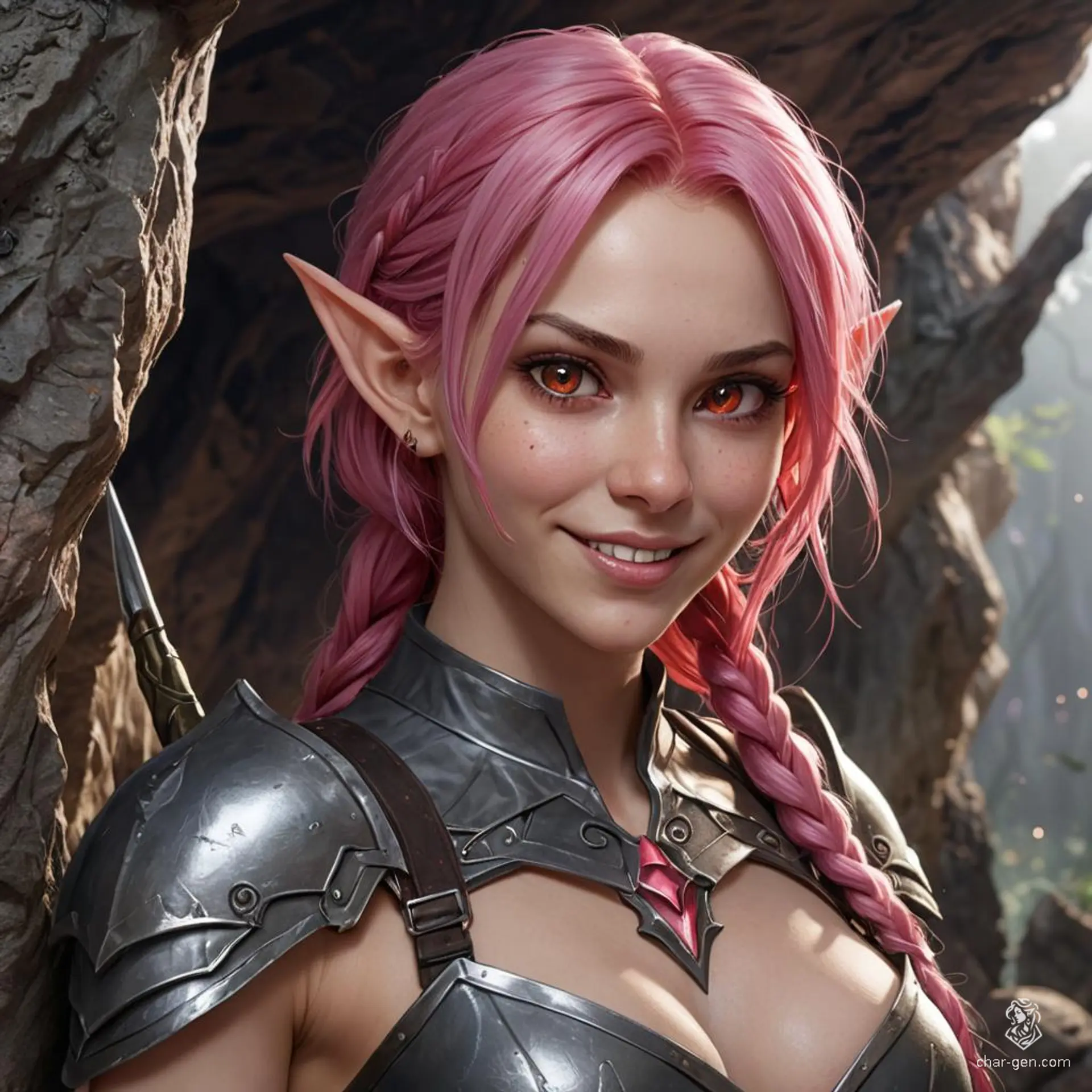 Lyria, an ethereal elf with glowing silver hair and luminous blue eyes, wields ancient magic to protect her enchanted forest. Graceful and wise, she communicates with mythical creatures and bends nature to her will, embodying the spirit of the wild.