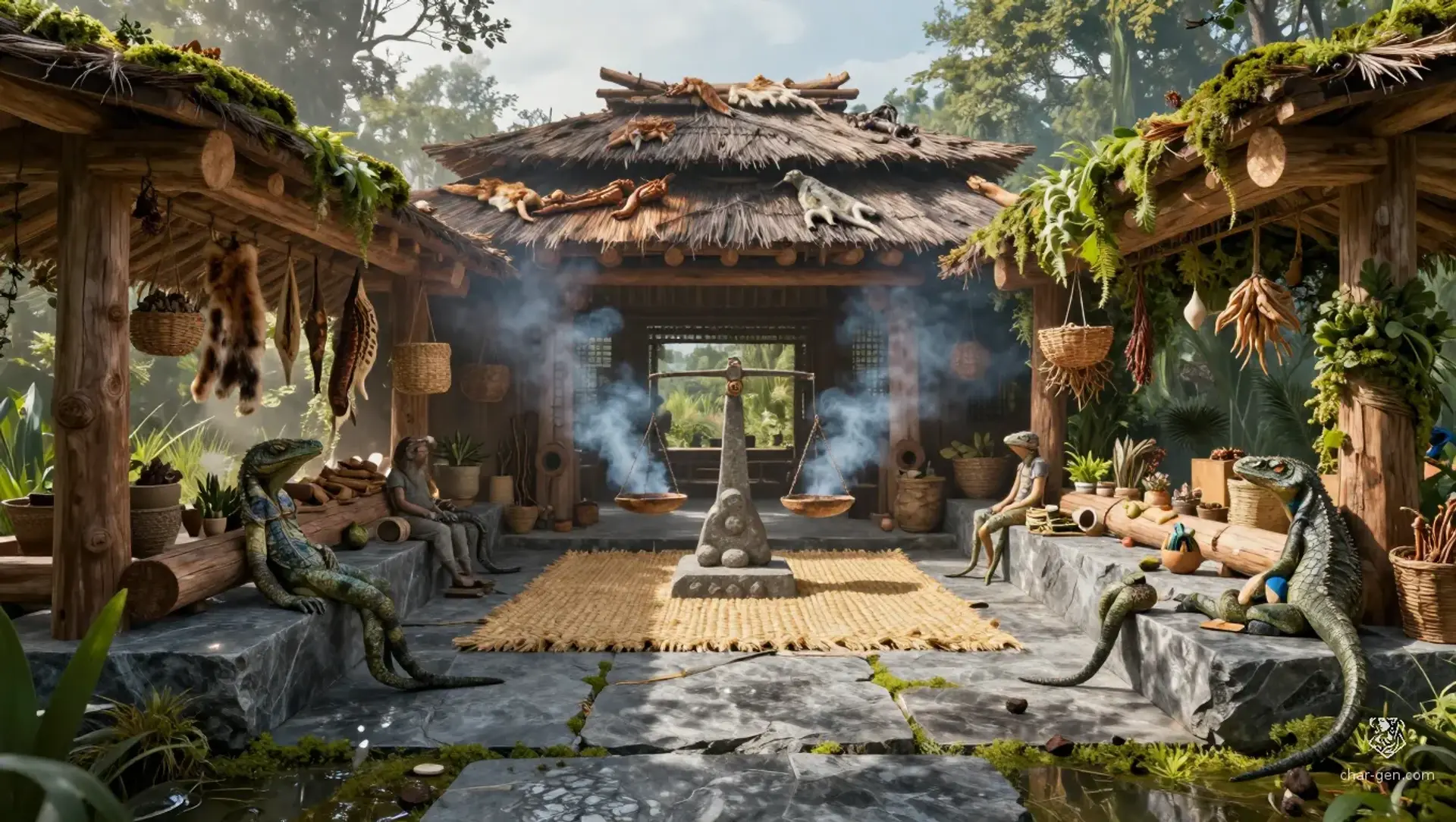 The Sun-Stone Stalls - AI-generated fantasy Building