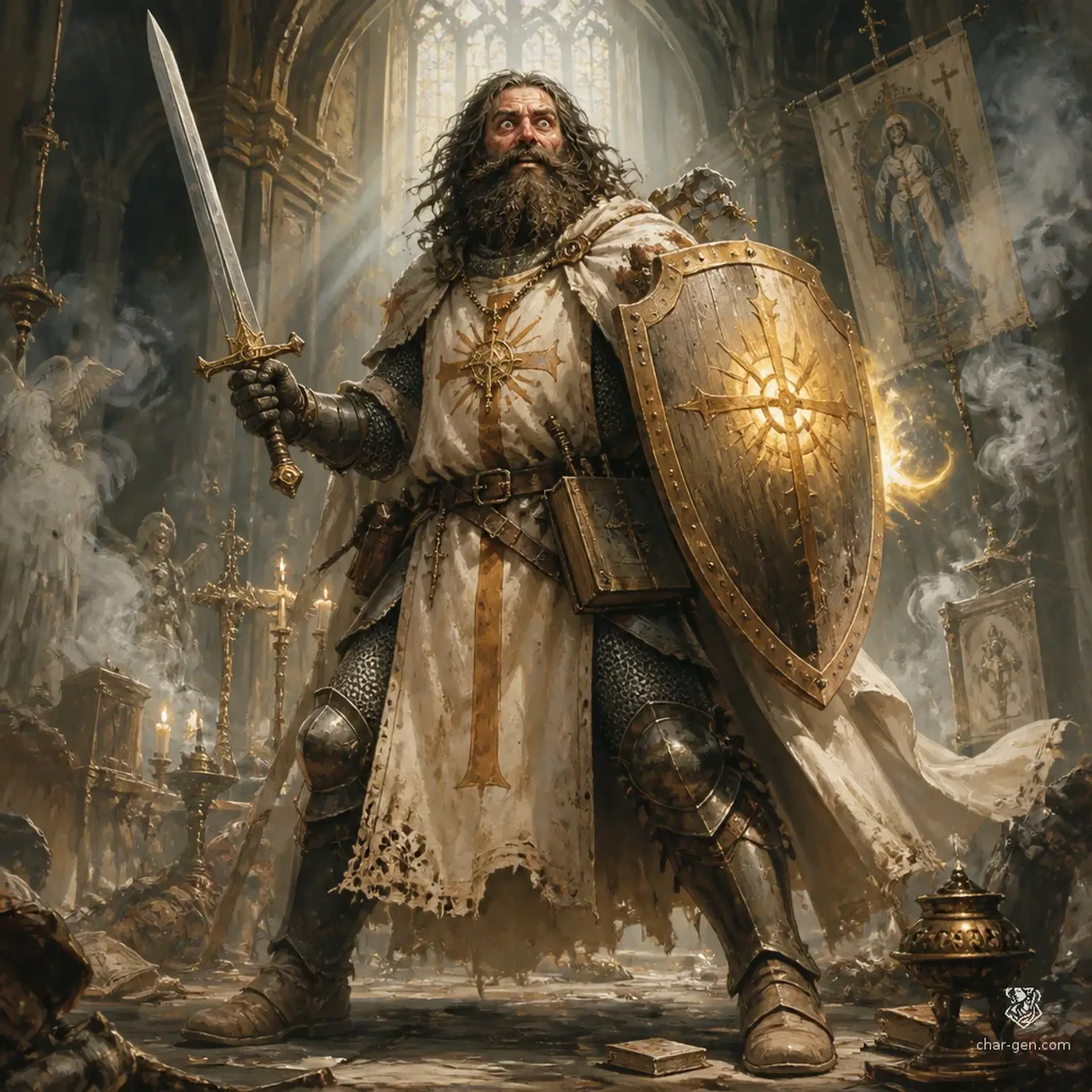 Neckbeard Knight of Purity - AI-generated fantasy Character