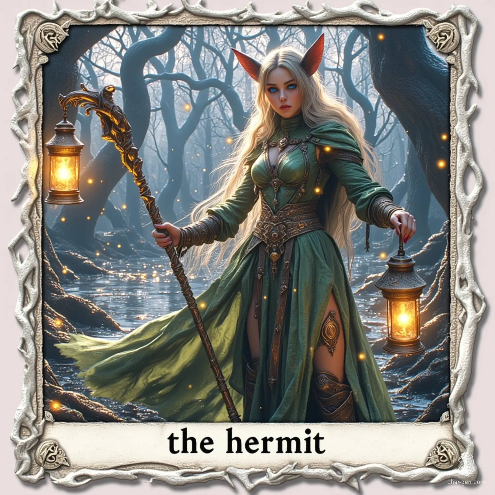 Silaqui Liandon, a 345-year-old Wood Elf Druid, blends magic and nature. With captivating sapphire eyes and intricate leather armor, she wields a shortbow and commands animal companions. Haunted yet wise, she seeks redemption from a past filled with guilt, guided by arcane sigils and rituals.