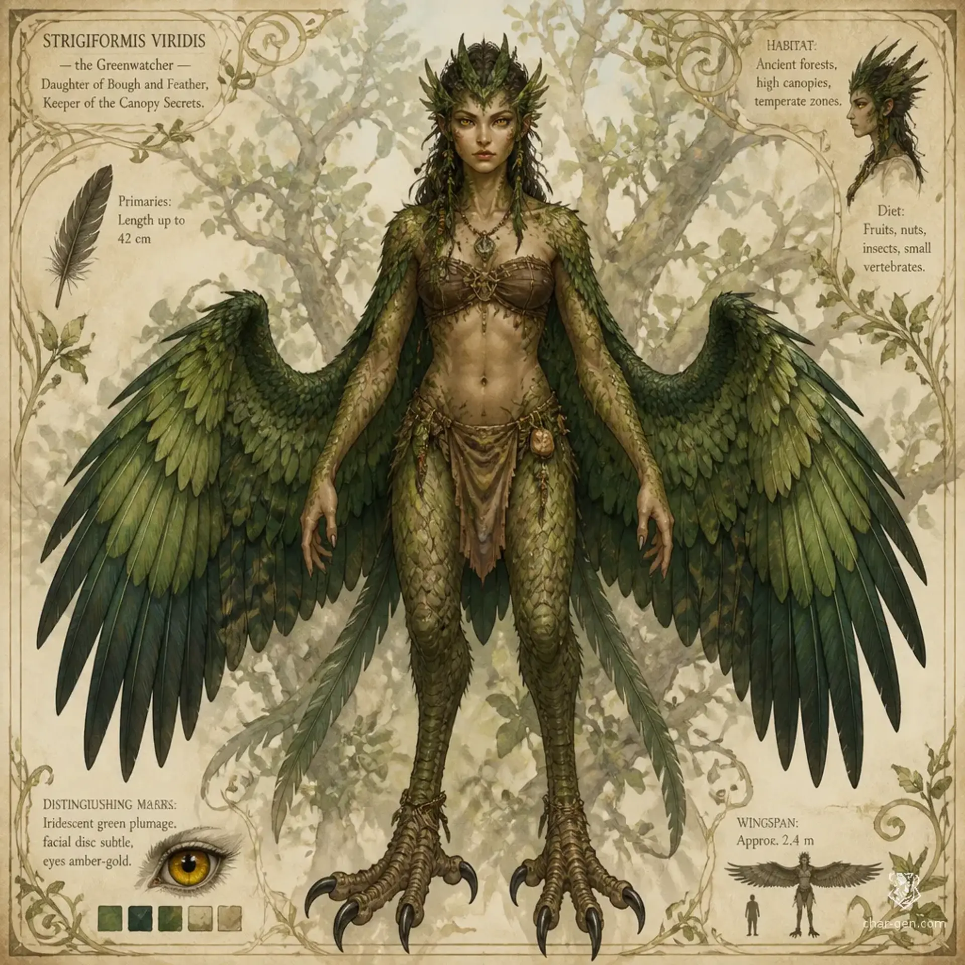 Silvariid Harpy - AI-generated fantasy Species