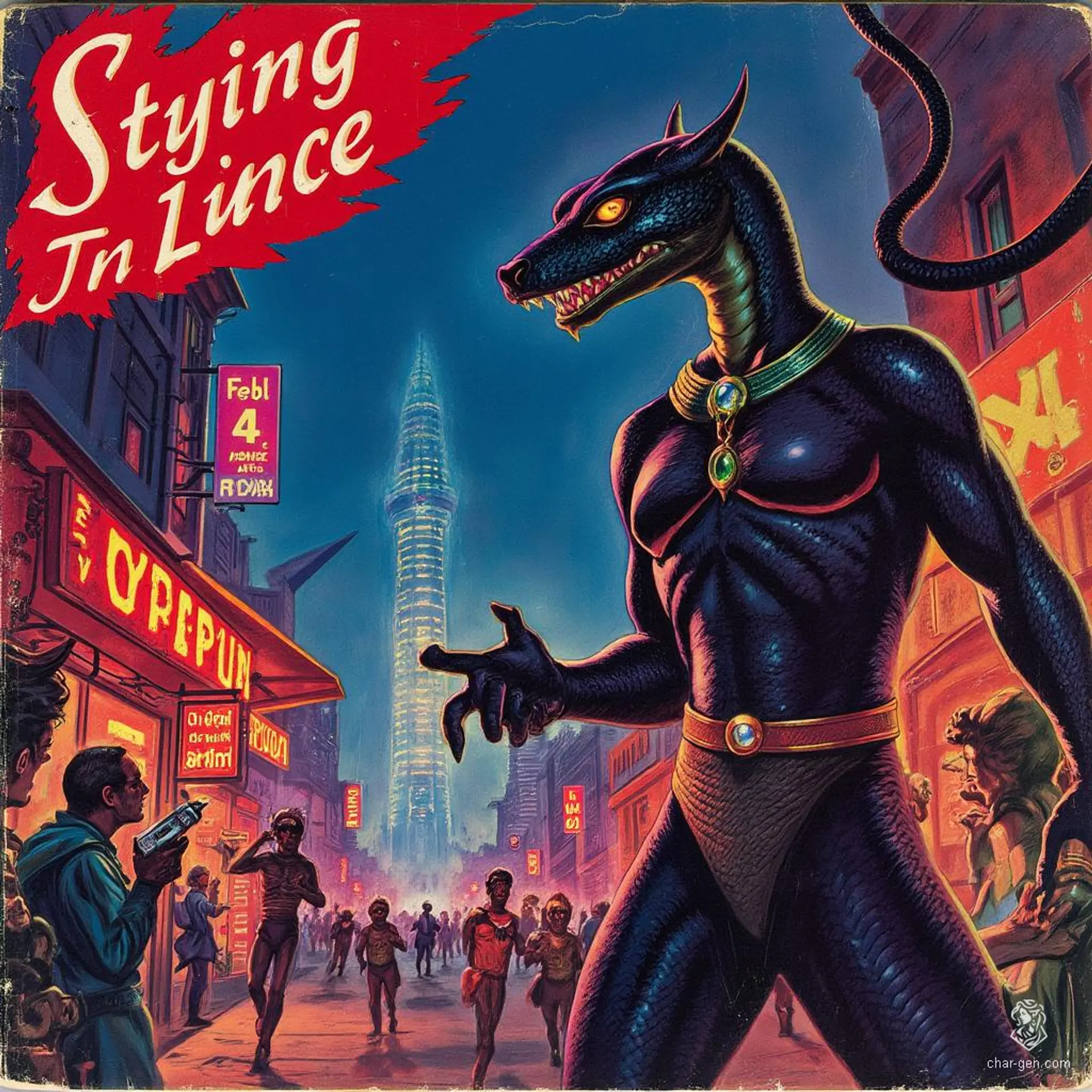 The Naga is a mesmerizing creature with a serpentine body and a humanoid torso, crowned by a hooded cobra head. Adorned with jewels and possessing a striking dark skin texture, her graceful coils and hypnotic gaze make her both beautiful and deadly, poised to strike at any moment. 