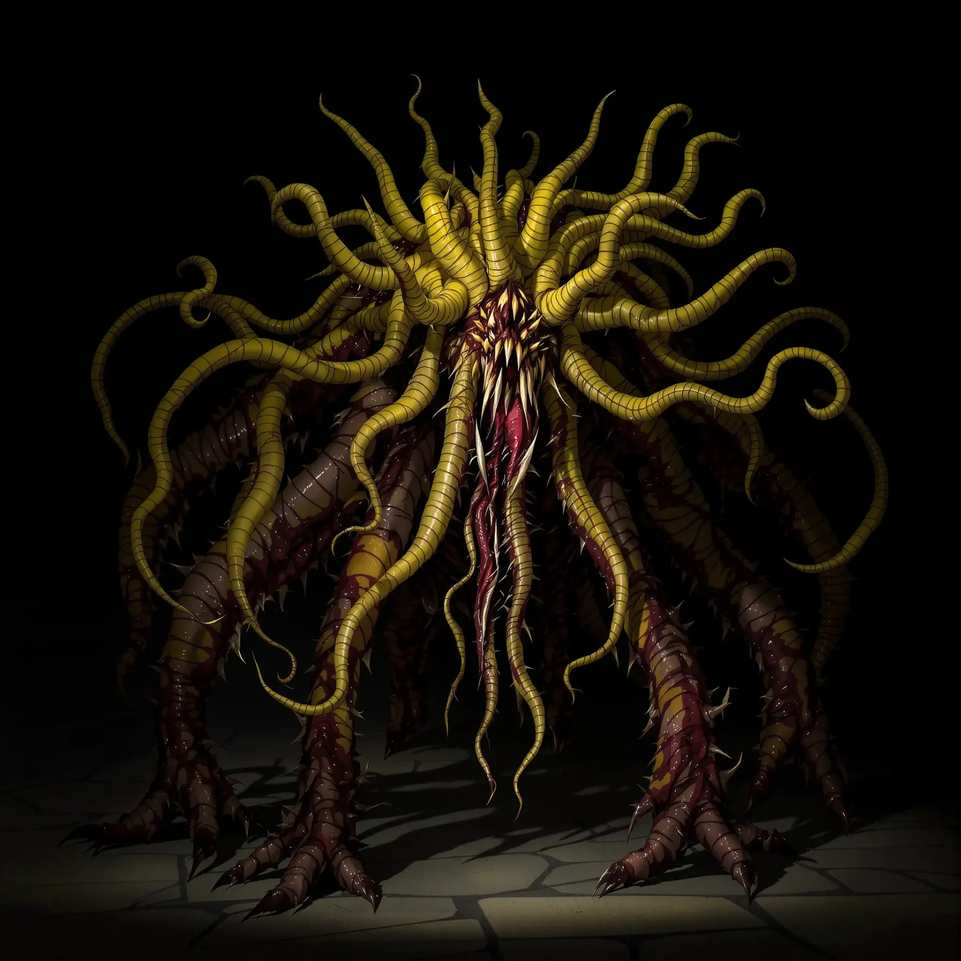 Yellow-Tentacled Chaos Beast - AI-generated fantasy Monster