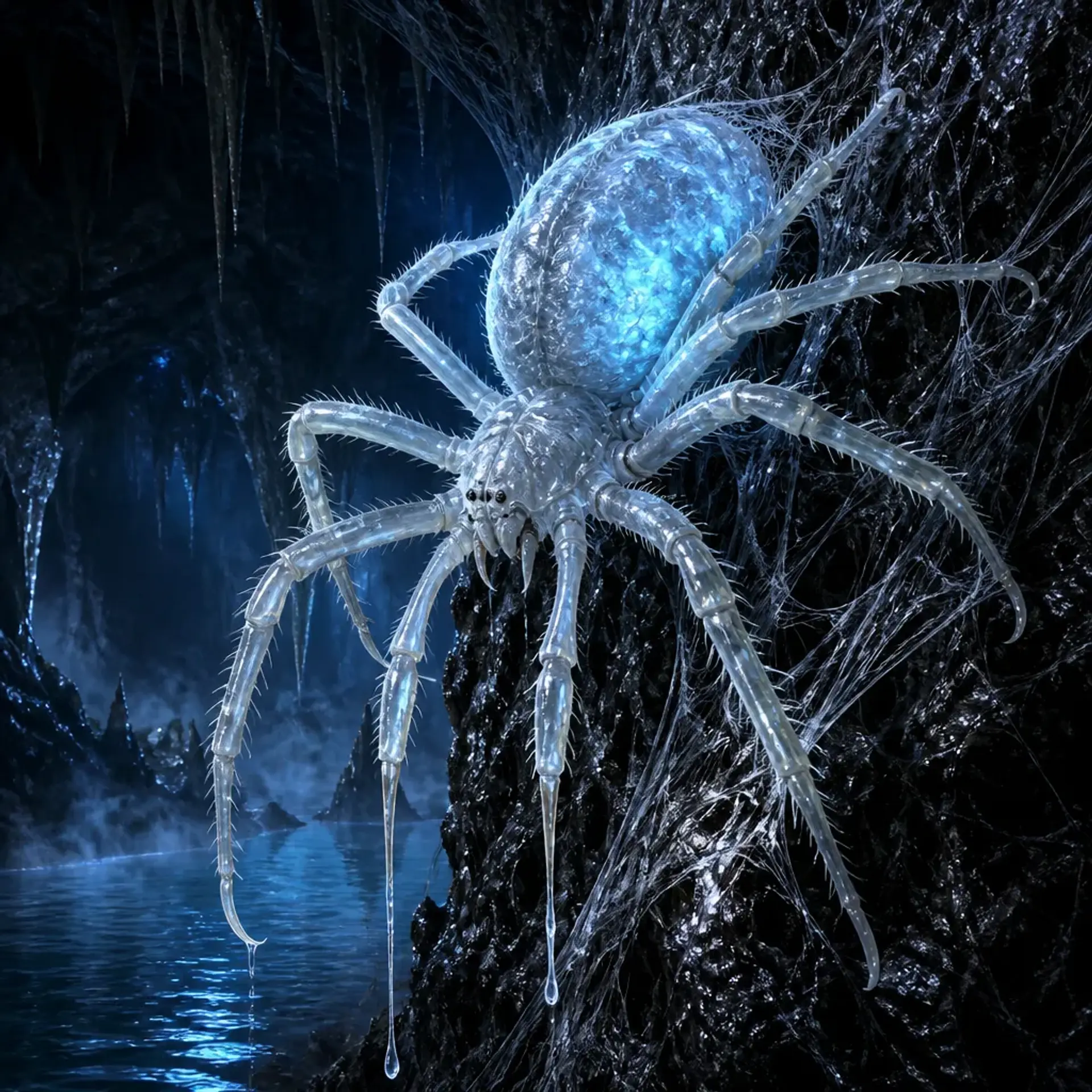 Albino Water Spider - AI-generated fantasy Monster