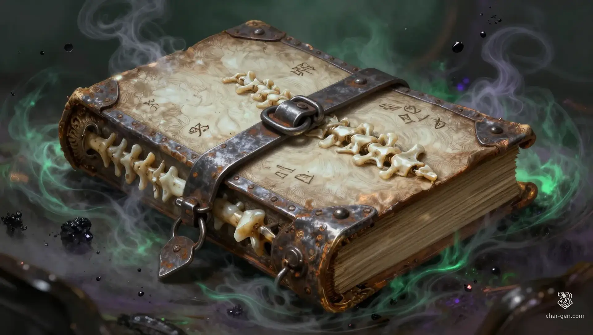 The Reliquary of Whispering Marrow - AI-generated fantasy Spellbook