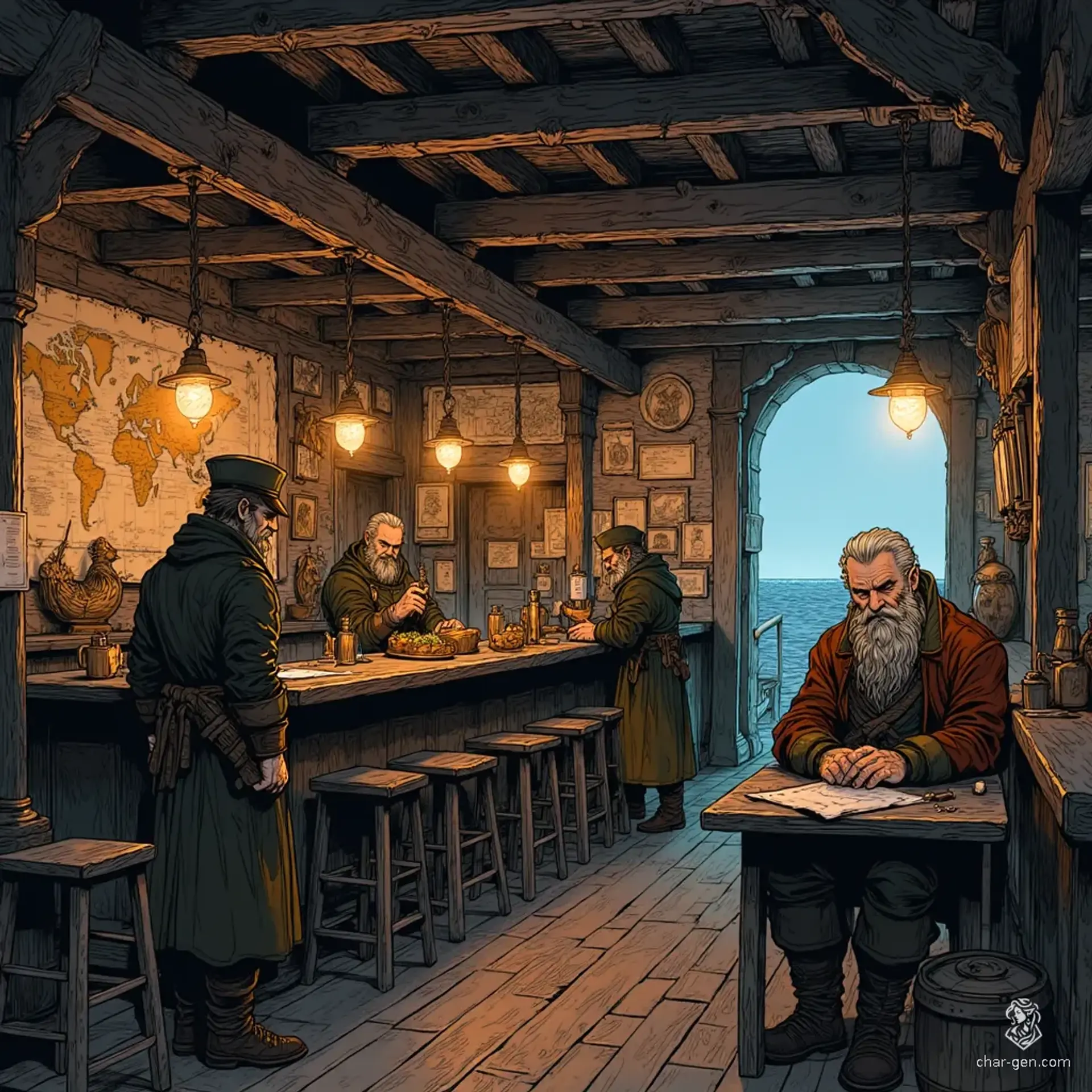 The Salty Seagull - AI-generated fantasy Tavern