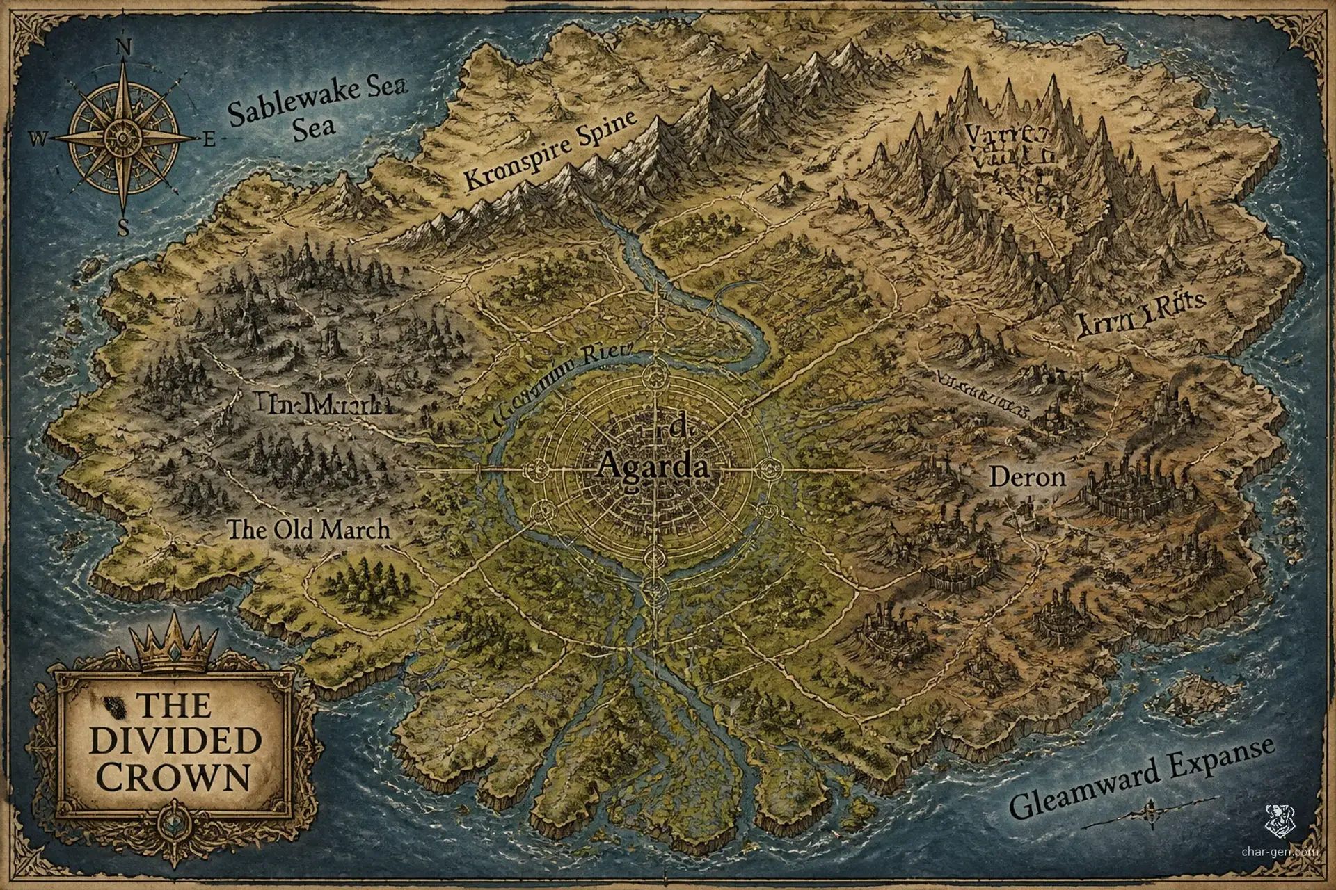 The Divided Crown - AI-generated fantasy World