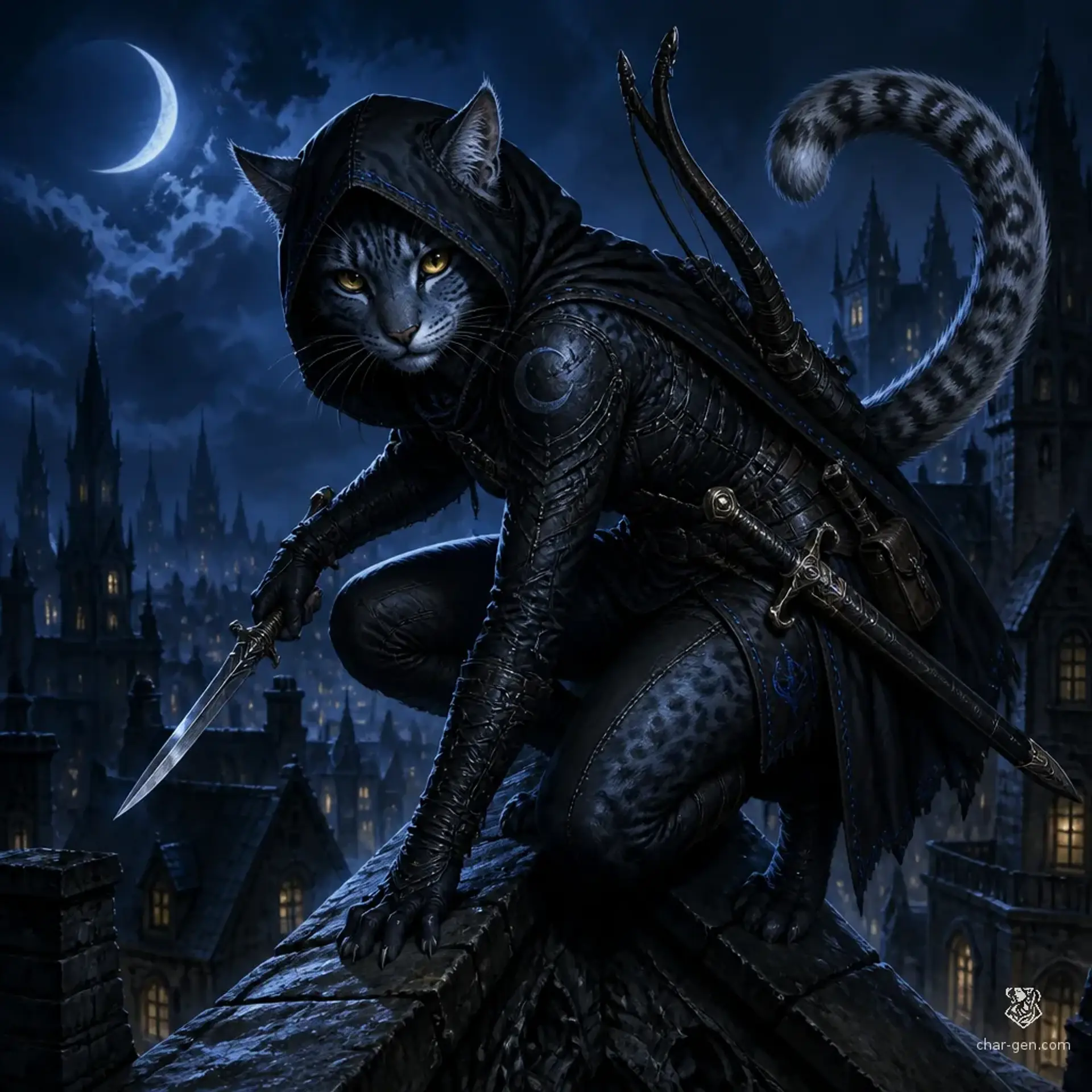 Shadow Across the Moon - AI-generated fantasy Character