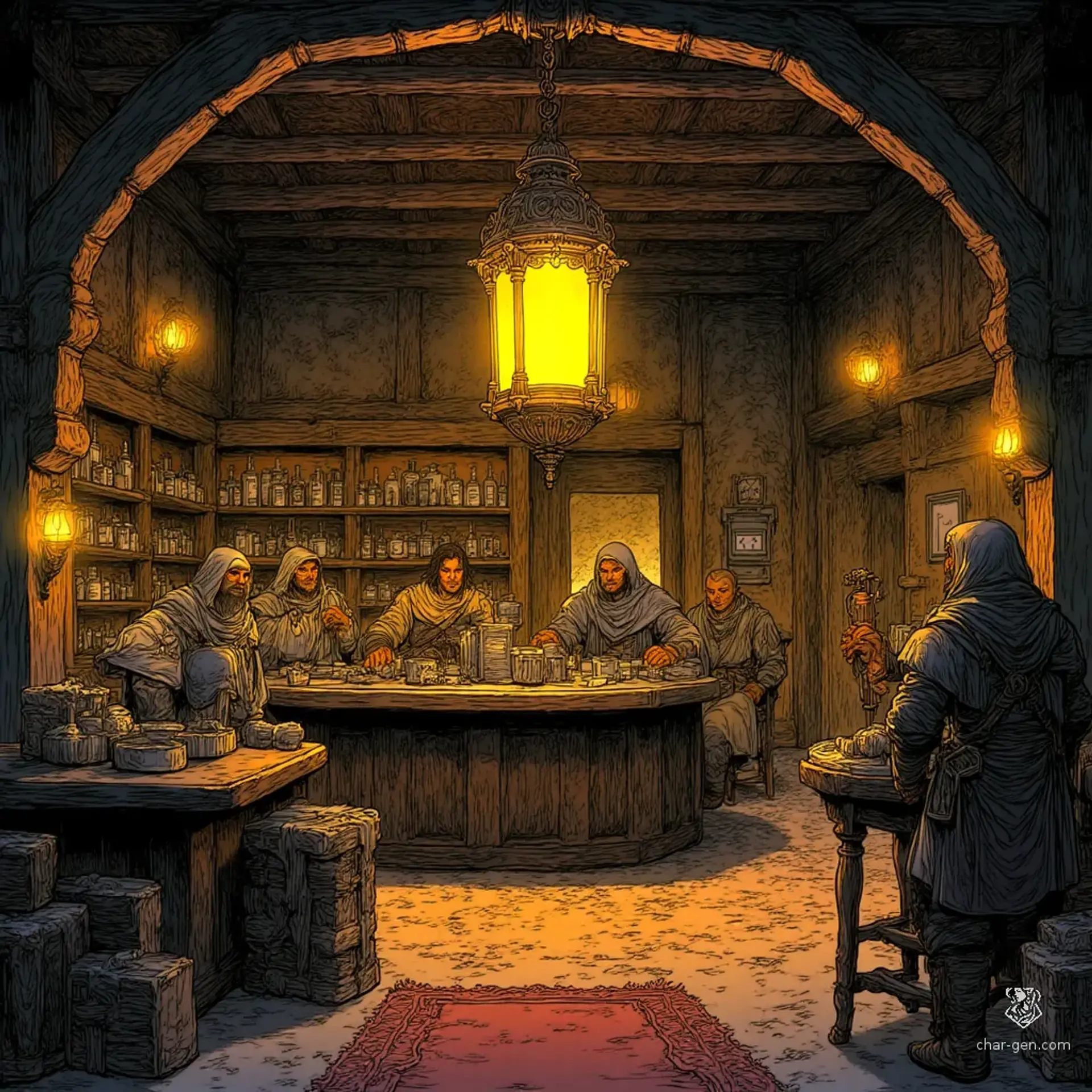 The Saffron Lantern - AI-generated fantasy Tavern