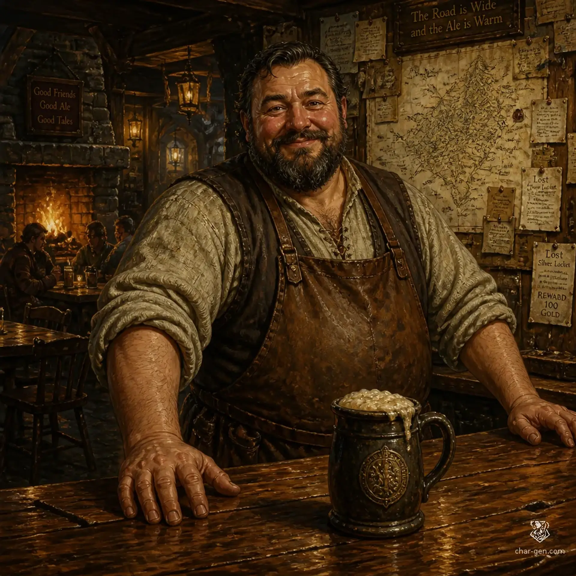 The Four-Way Flagon - AI-generated fantasy Tavern