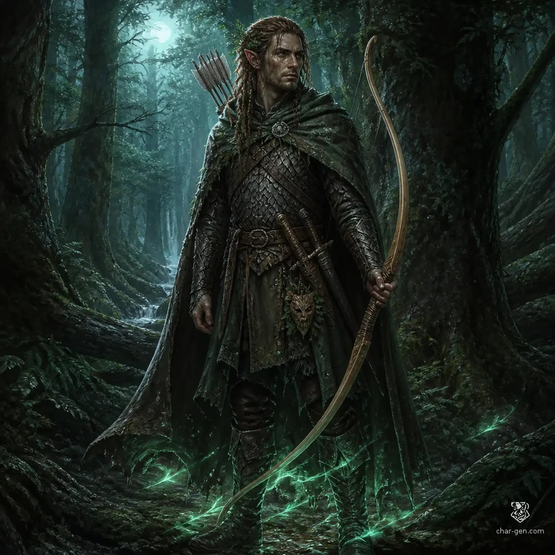 Thalen Mossbranch - AI-generated fantasy Character