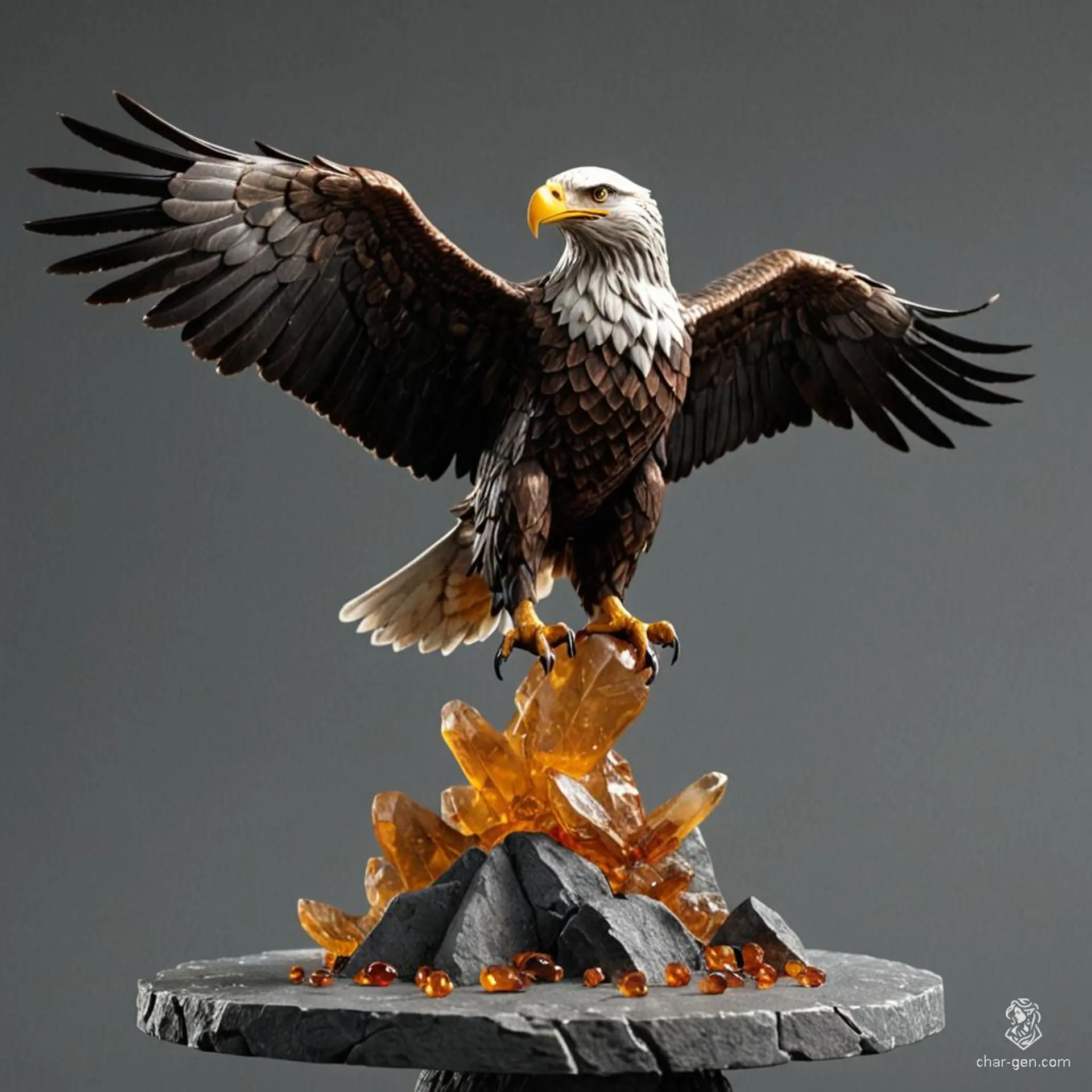 The Amber Eagle is a mesmerizing figurine, expertly carved from radiant amber, its wings poised in a majestic flight. Legend whispers that this tiny avian guardian embodies the spirit of freedom, granting its bearer heightened intuition and the ability to soar above challenges with unmatched clarity.