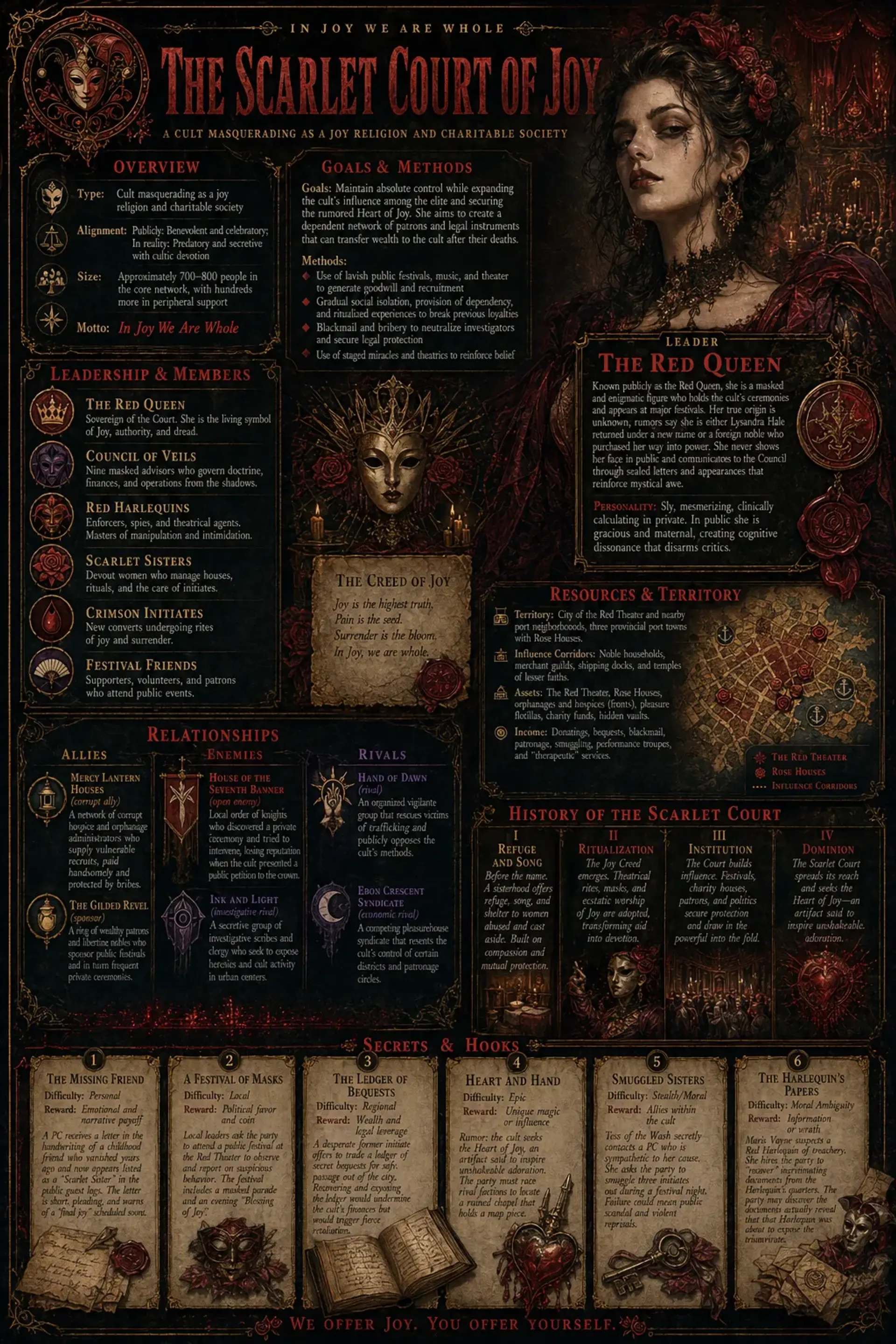 The Scarlet Court of Joy - AI-generated fantasy Faction