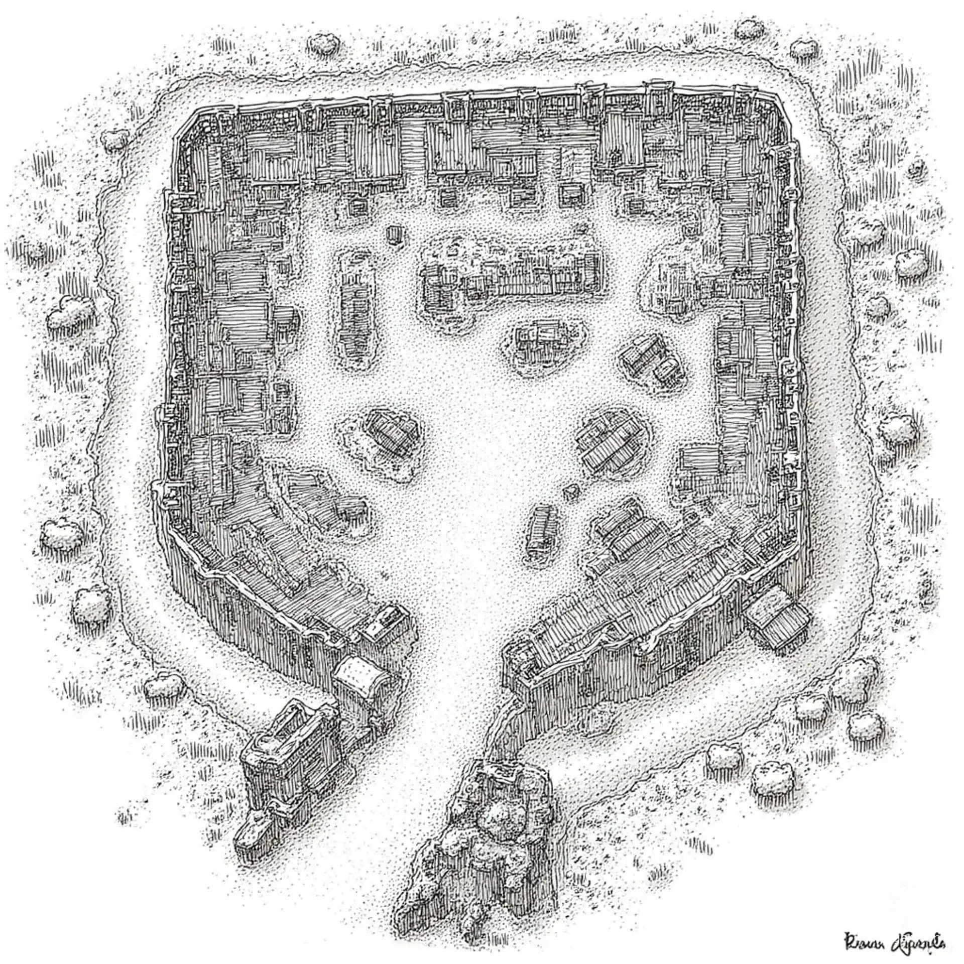 Stoneway Hostel - AI-generated fantasy Settlement