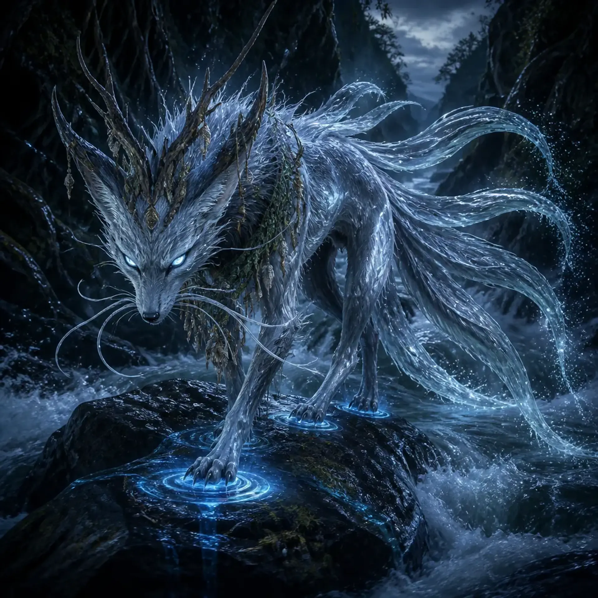 Foxwater Rapids Foxwisp - AI-generated fantasy Monster