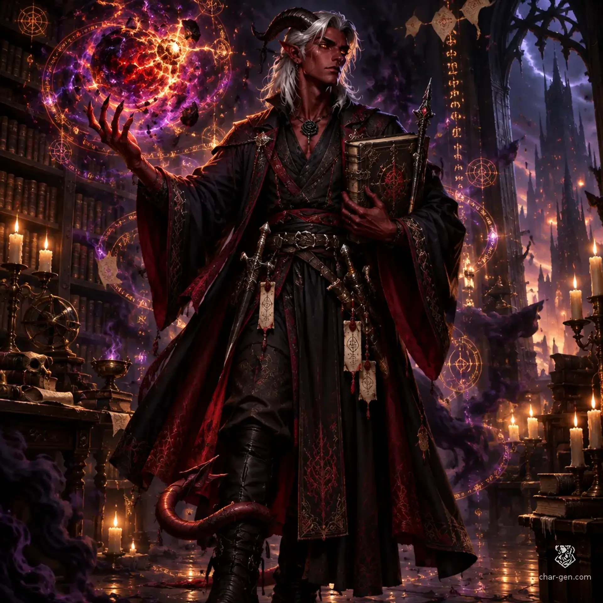 Dhair Darkrose - AI-generated fantasy Character