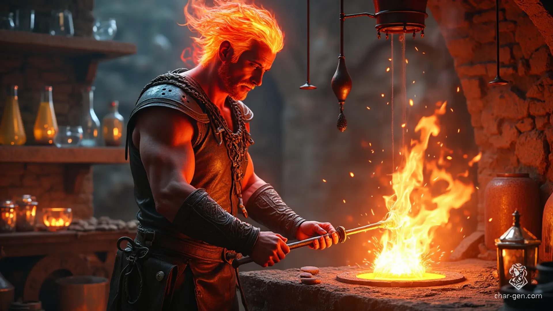 Fire Genasi Glassblower Created using CharGen