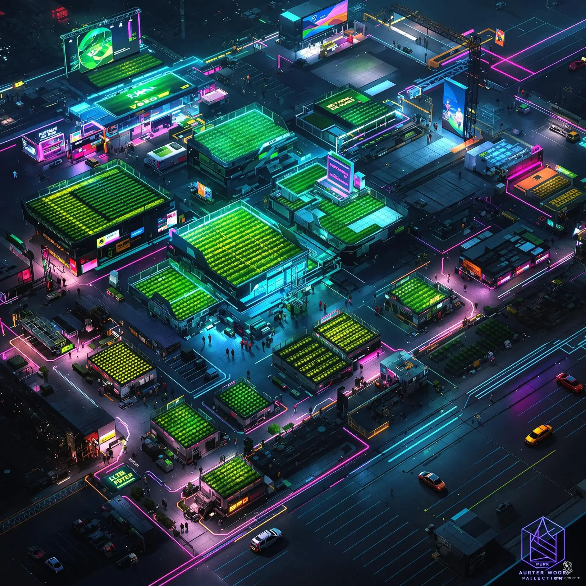 Step into a sprawling cyberpunk agricultural exhibition center, where neon lights illuminate sleek technology amidst urban decay. Navigate five massive pavilions teeming with hydroponic crops and biomechanical livestock, while automated drones and robotic guardians patrol the premises. Beware of electric fences, restricted zones, and hidden traps, as recent chaos has transformed this showcase into a treacherous battlefield full of tactical opportunities and secrets waiting to be uncovered.