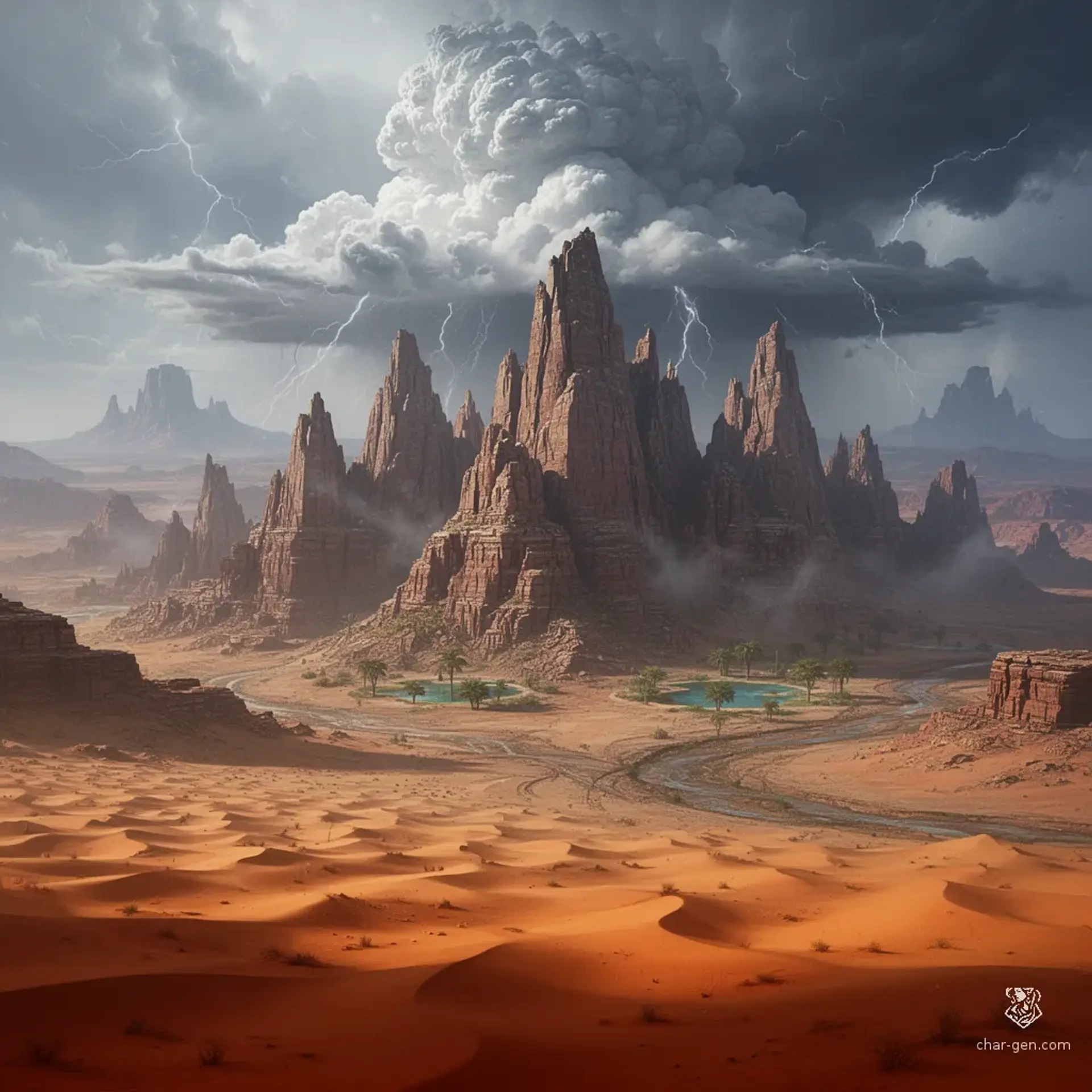 The Sandy Jaw Mountains - AI-generated fantasy Region