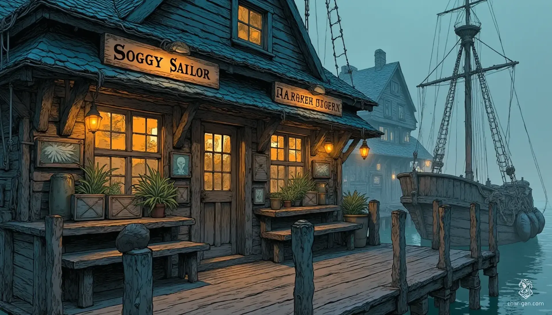 The Soggy Sailor - AI-generated fantasy Tavern